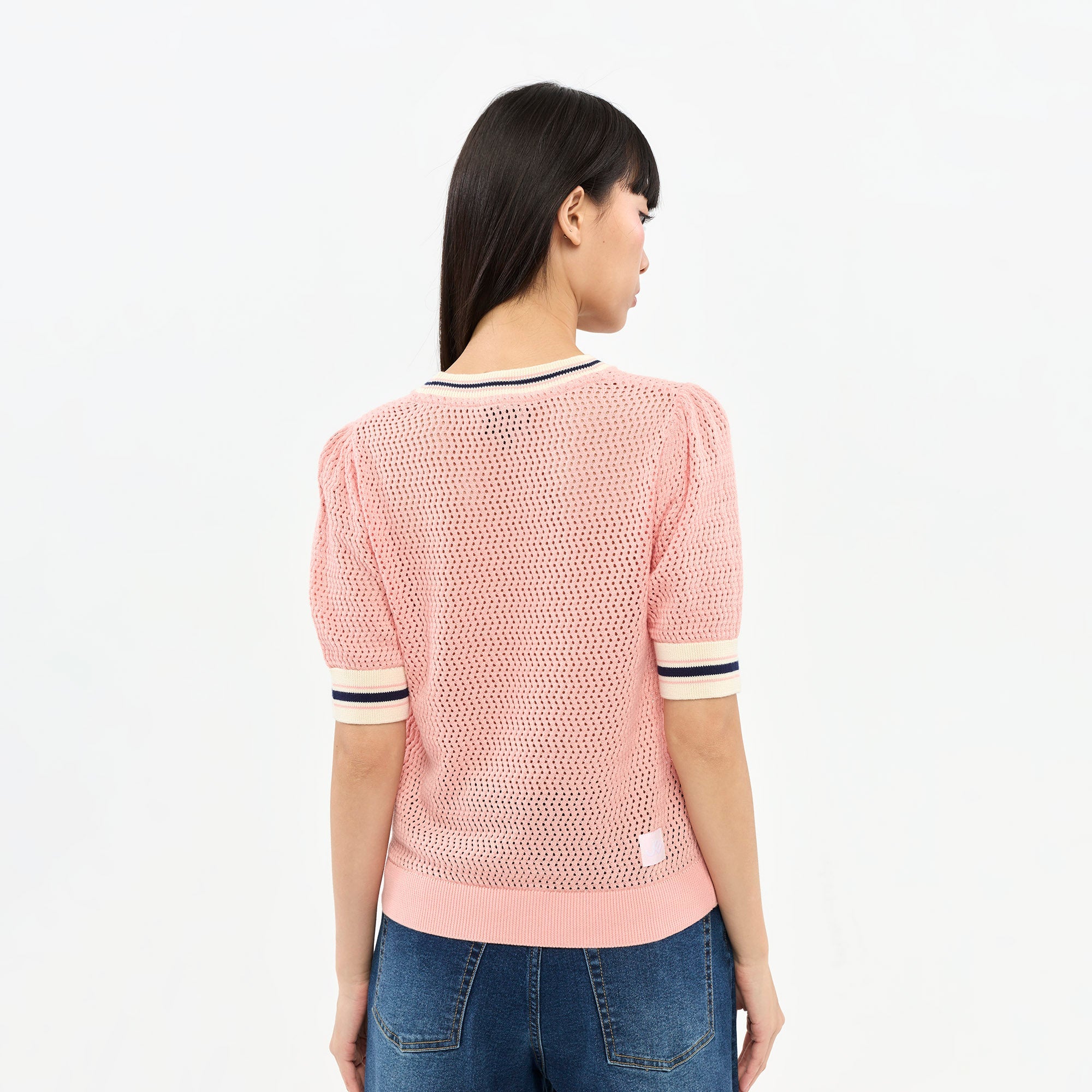 เสื้อถักแขนสั้นปักลาย Royal Club
 Pink