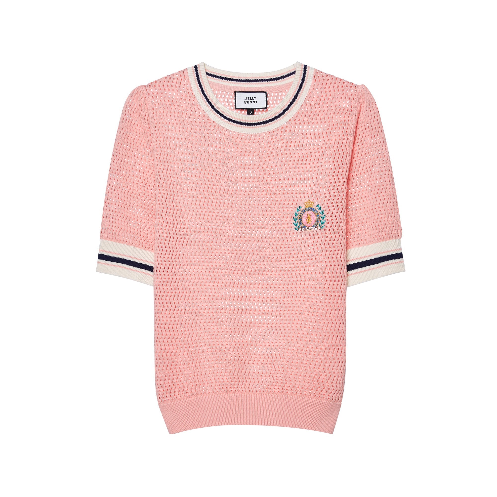 เสื้อถักแขนสั้นปักลาย Royal Club
 Pink