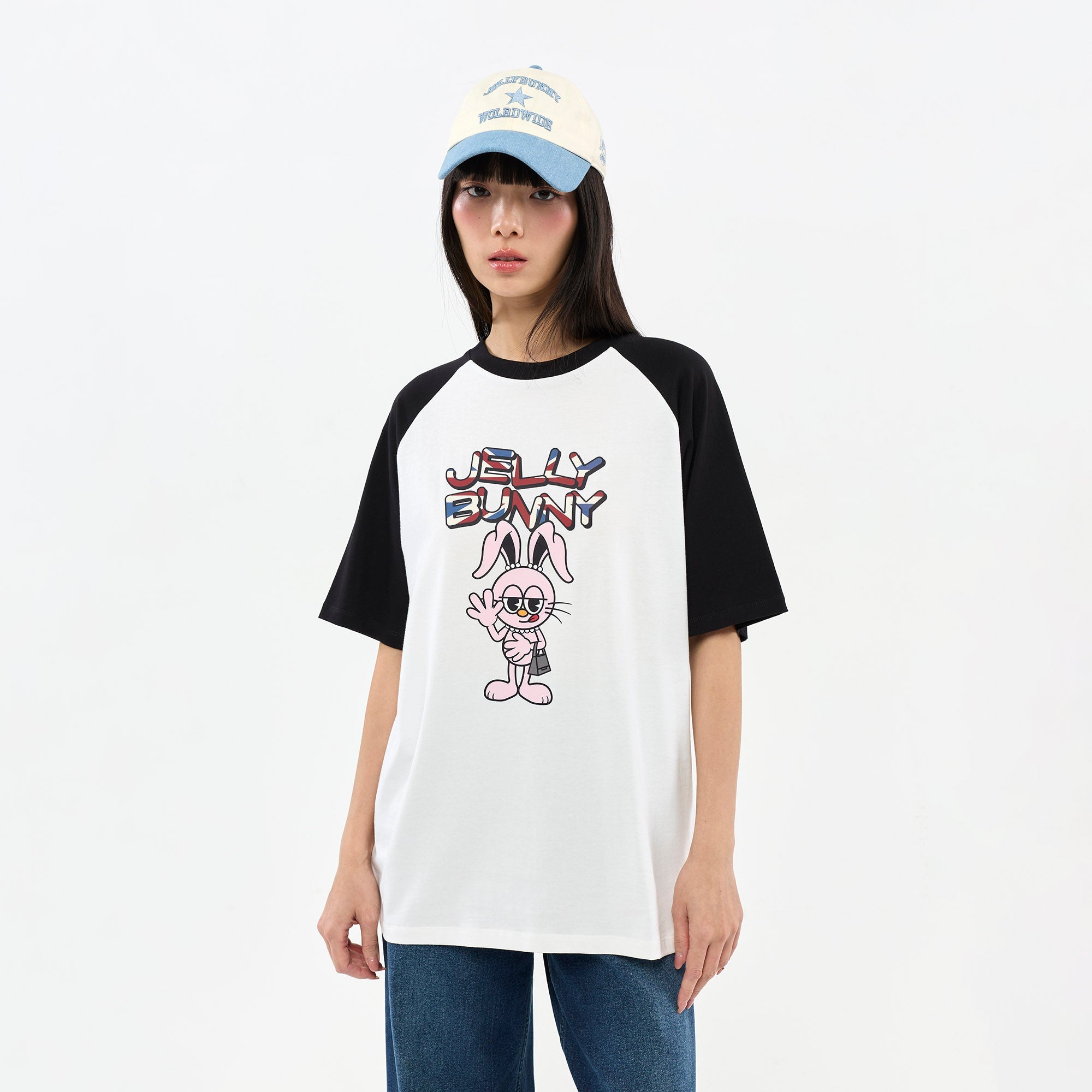 เสื้อยืดแขนสั้นแต่งแขนสีตัด Jeremy Black