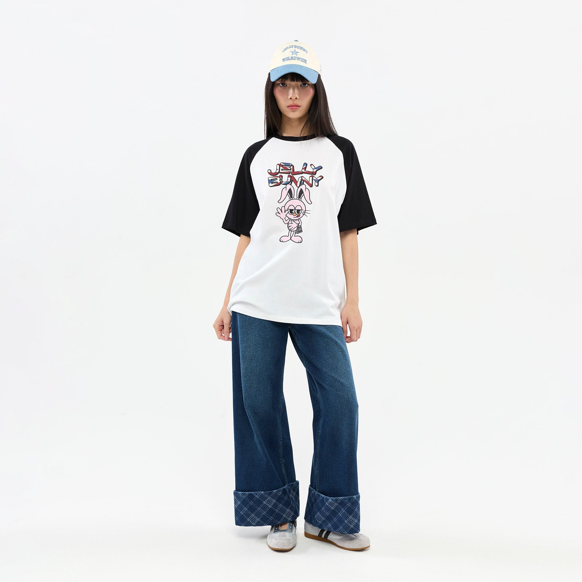 เสื้อยืดแขนสั้นแต่งแขนสีตัด Jeremy Black