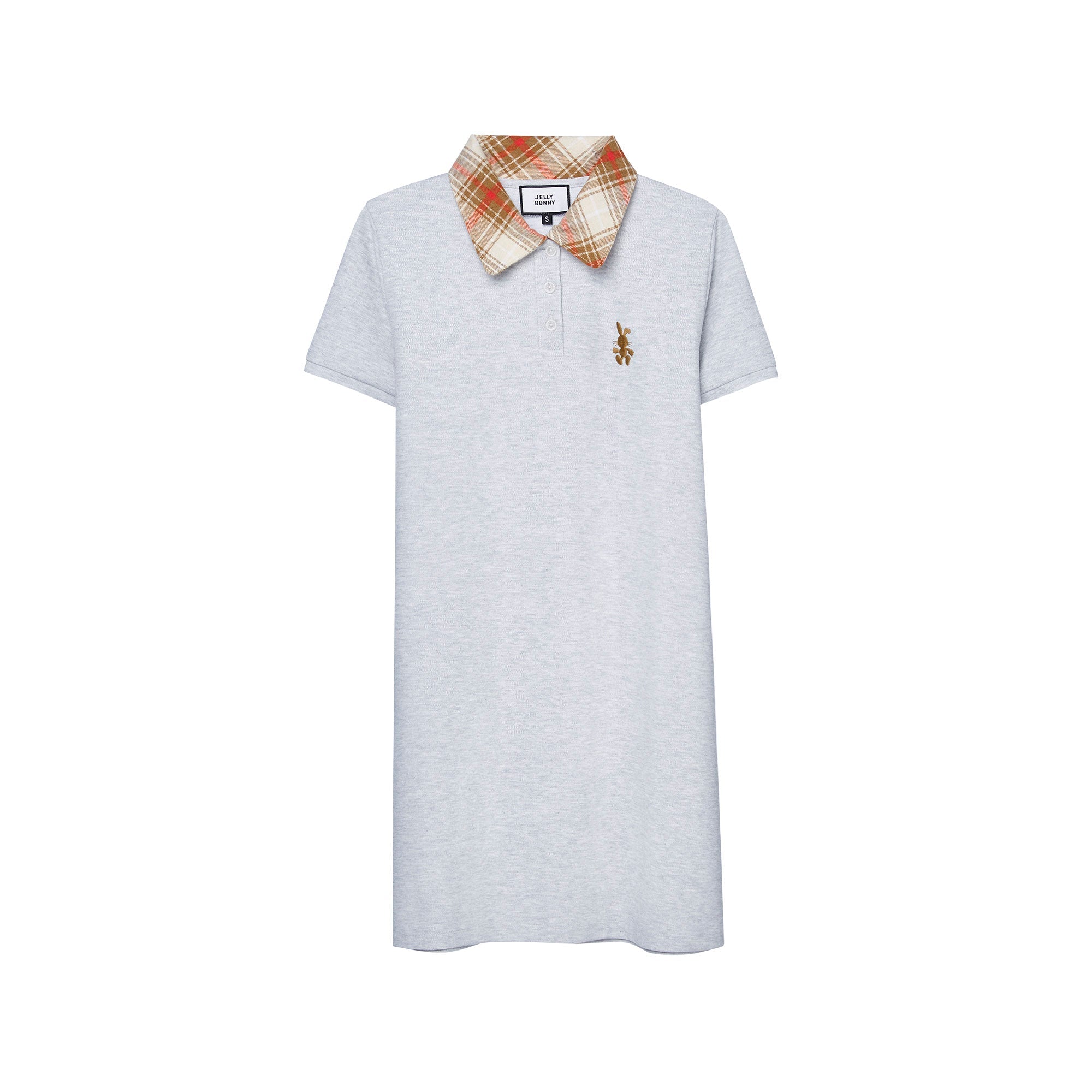 Plaid Collar Polo Dress Grey