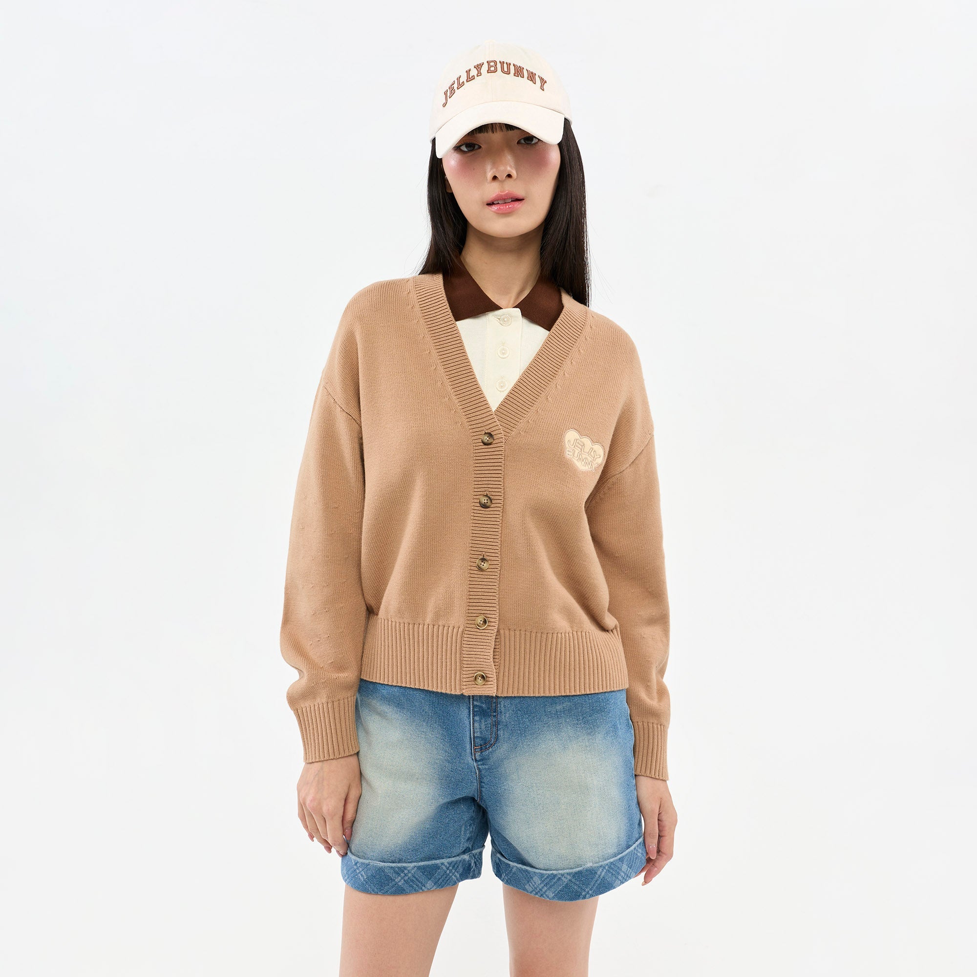 Embroidered Cardigan Brown