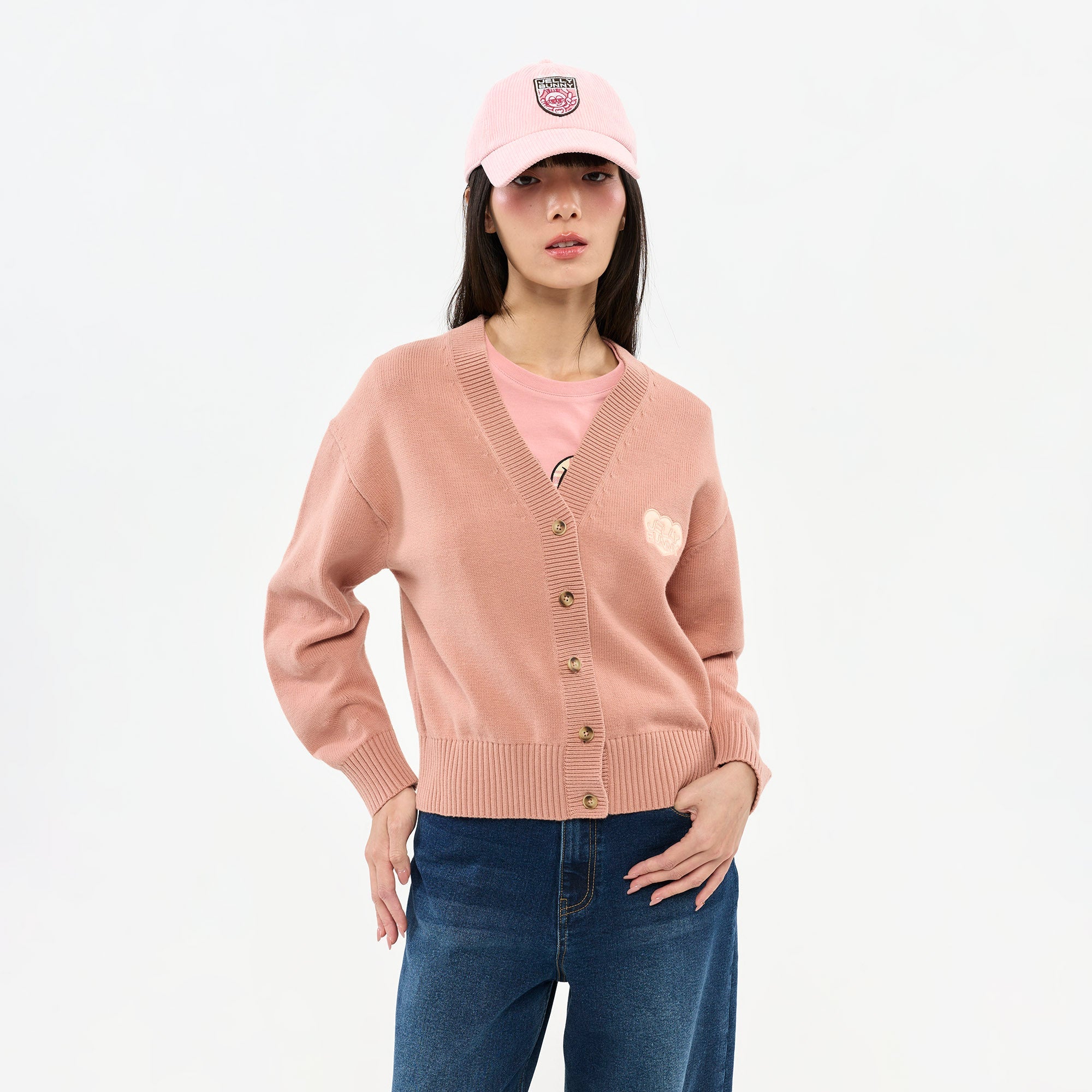 Embroidered Cardigan Peach