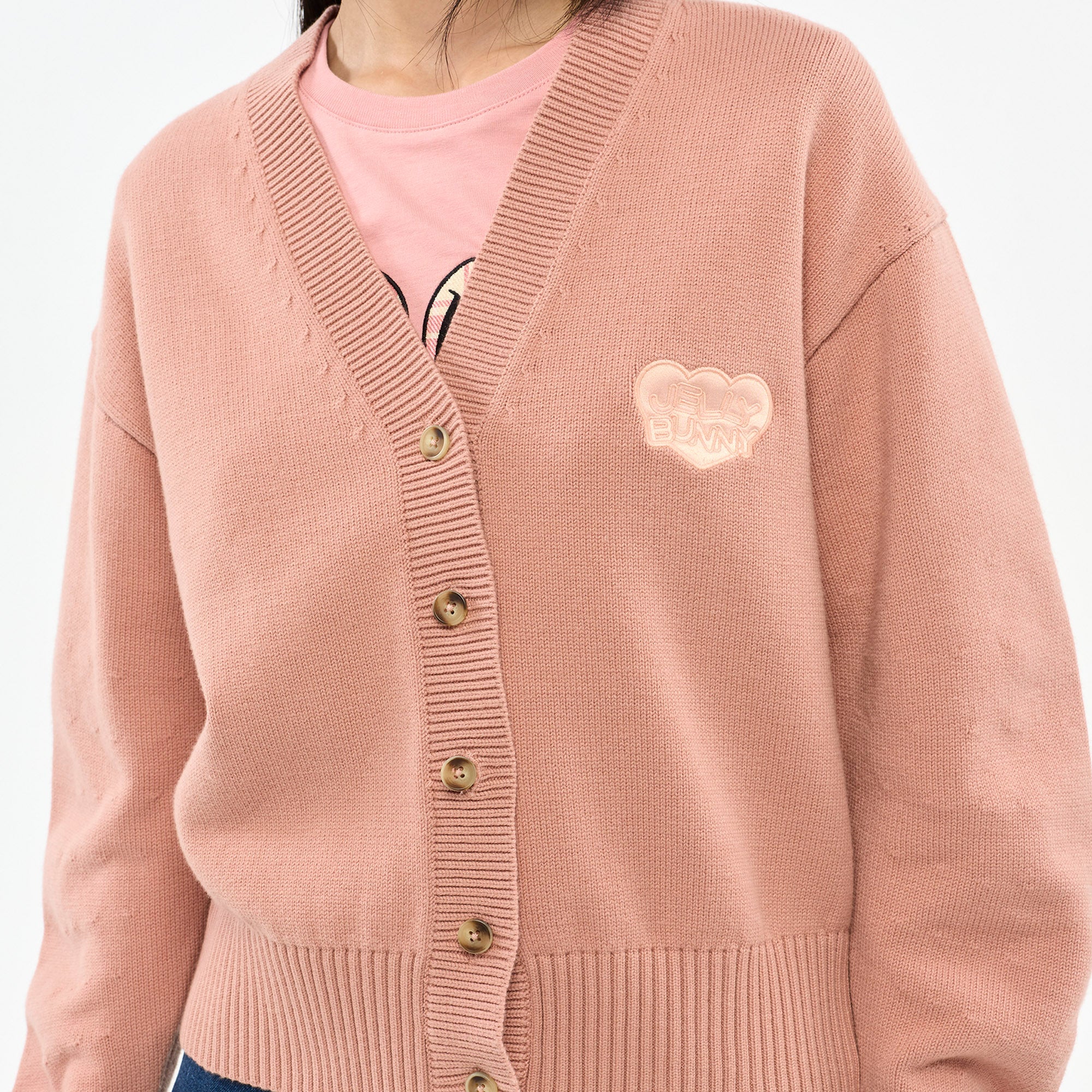 Embroidered Cardigan Peach