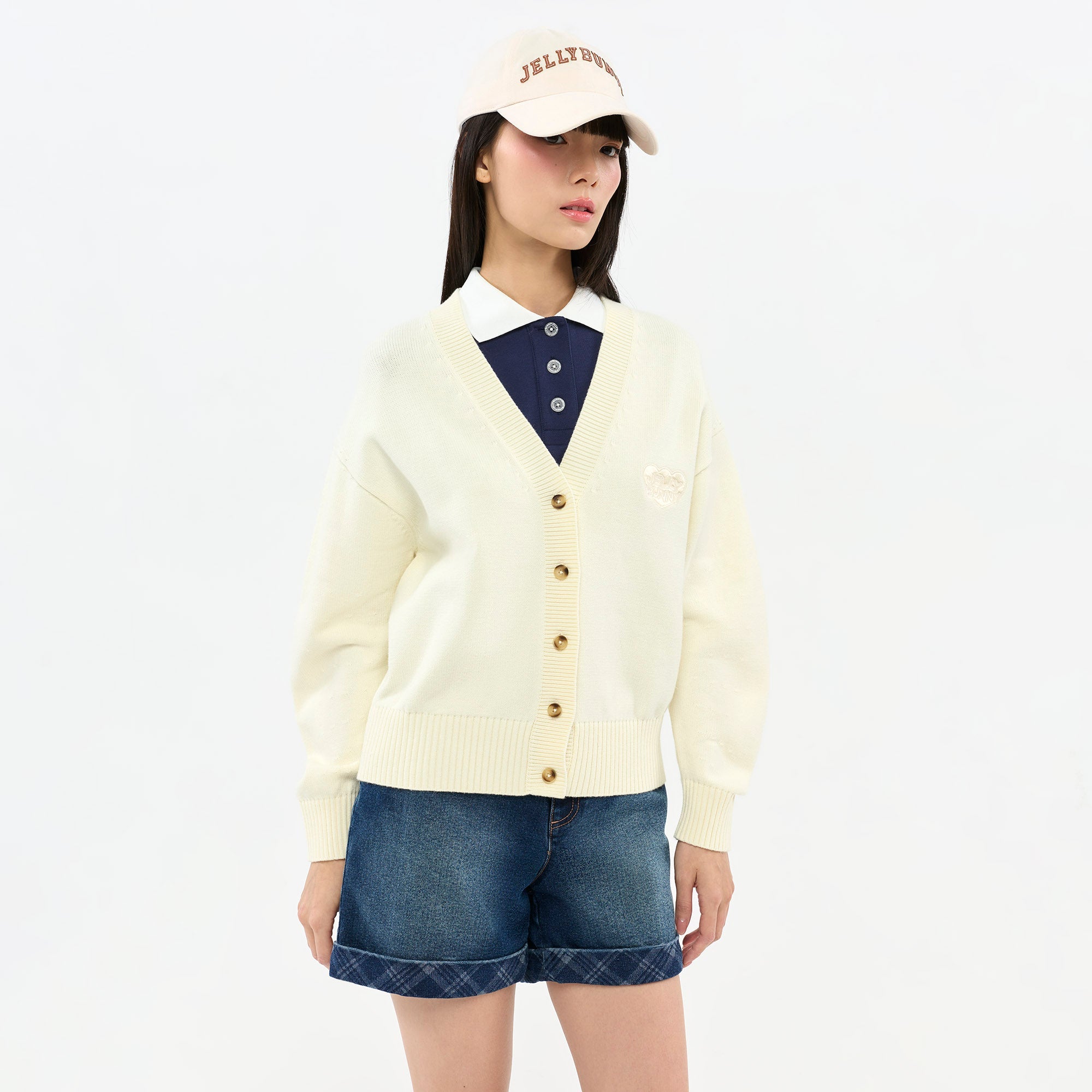 Embroidered Cardigan Cream