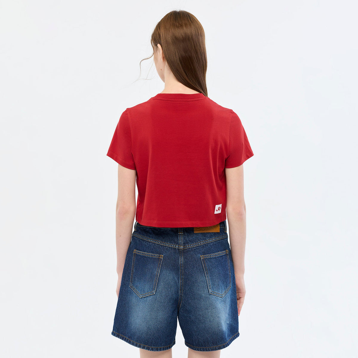 เสื้อยืดแขนสั้นลายโลโก้คริสตัล Jelly Bunny Red