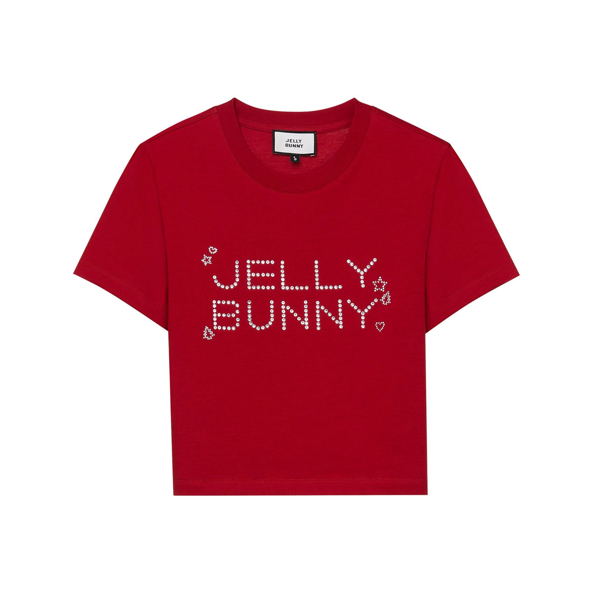 เสื้อยืดแขนสั้นลายโลโก้คริสตัล Jelly Bunny Red