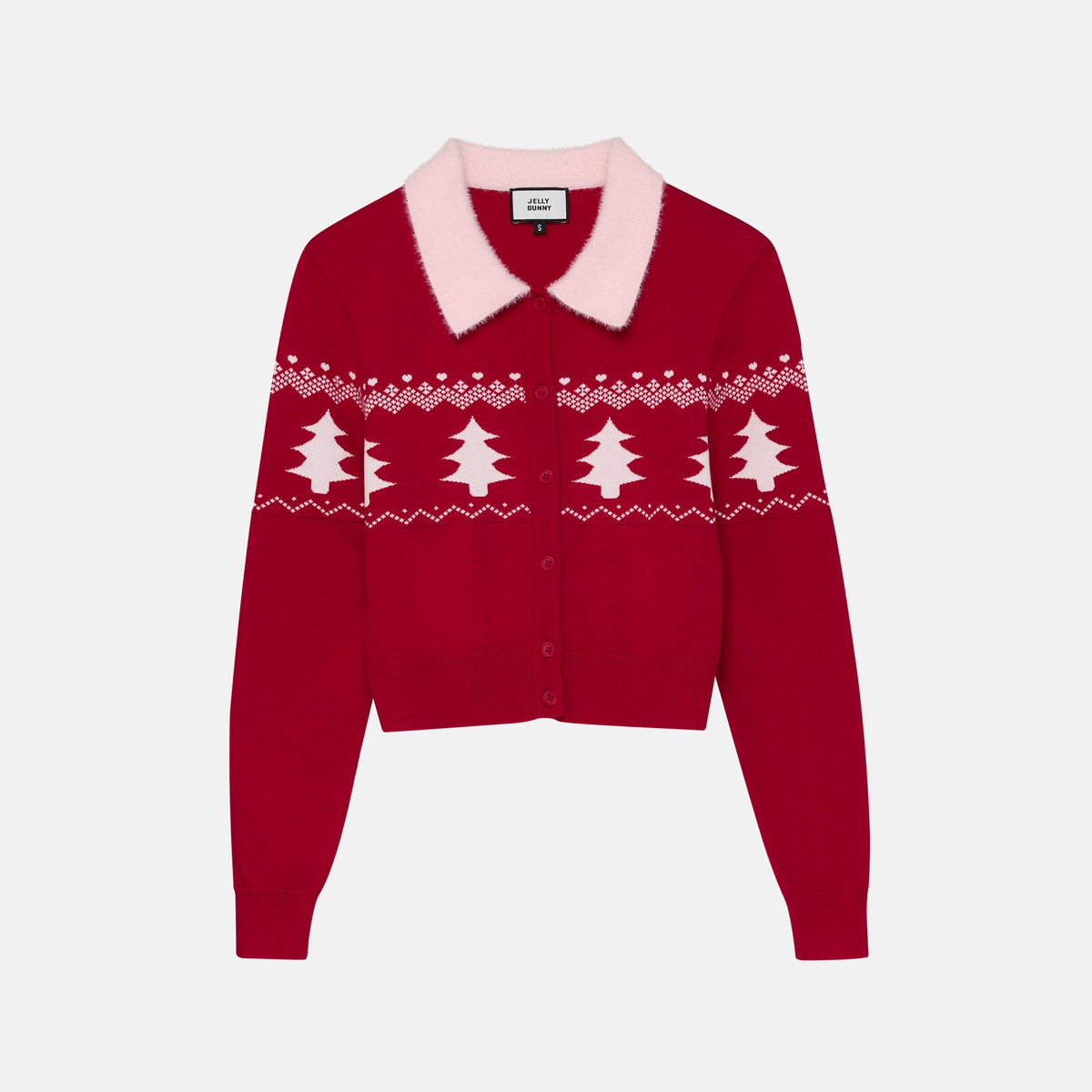 เสื้อคาร์ดิแกนแขนยาวลายต้นคริสต์มาส Red