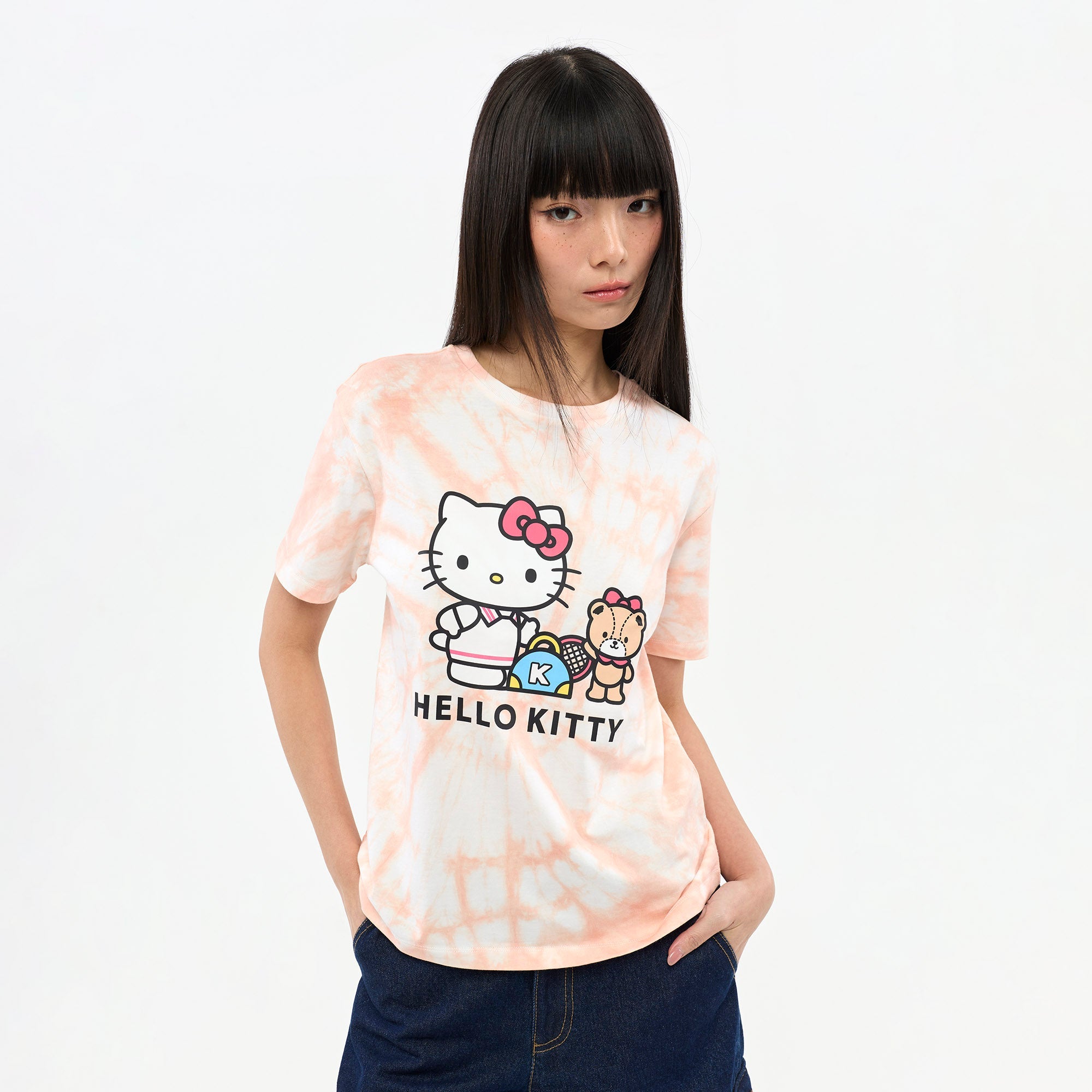 เสื้อยืดแขนสั้นมัดย้อม Hello Kitty Multi Color