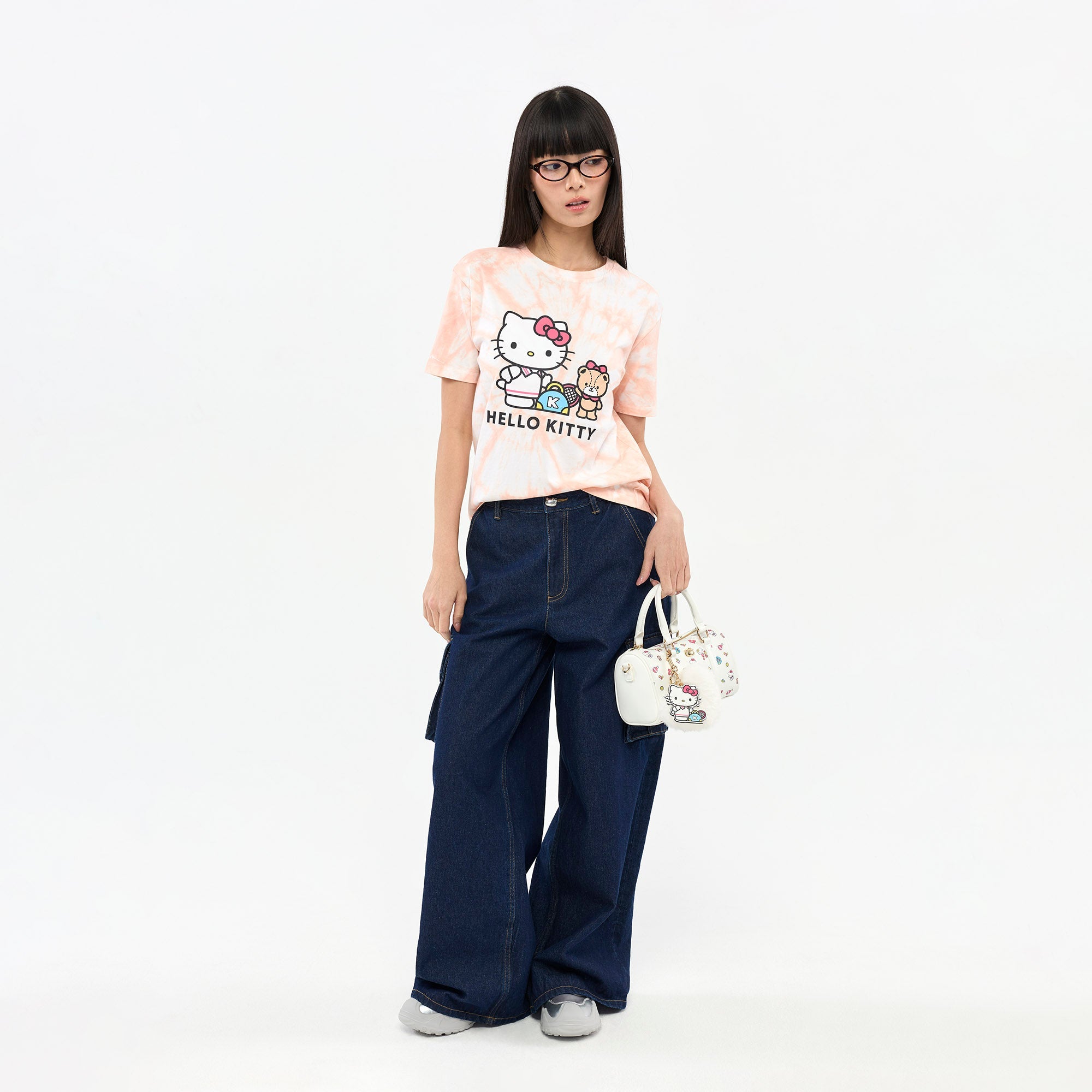 เสื้อยืดแขนสั้นมัดย้อม Hello Kitty Multi Color