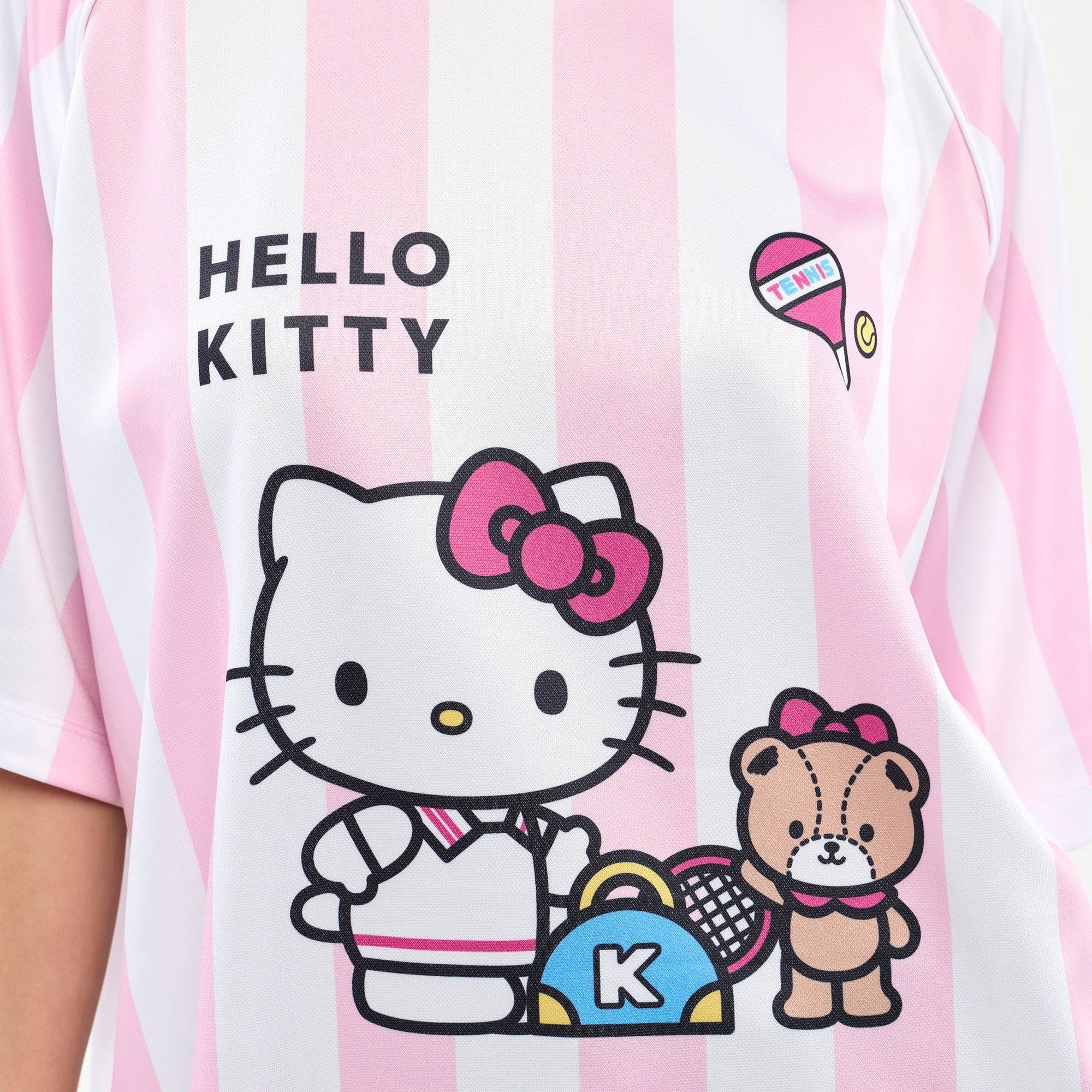 เสื้อยืดแขนสั้นลายทาง Hello Kitty Pink