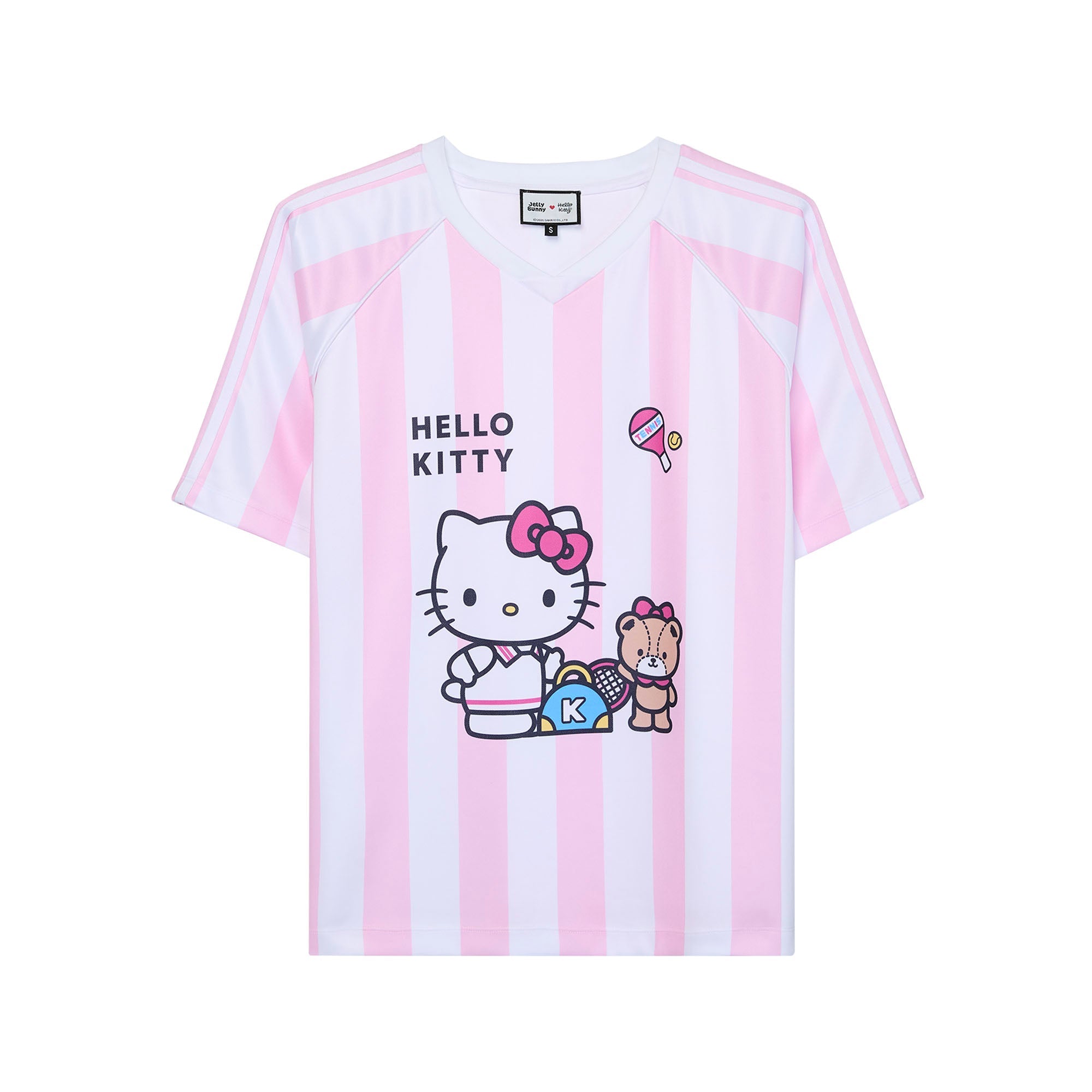 เสื้อยืดแขนสั้นลายทาง Hello Kitty Pink