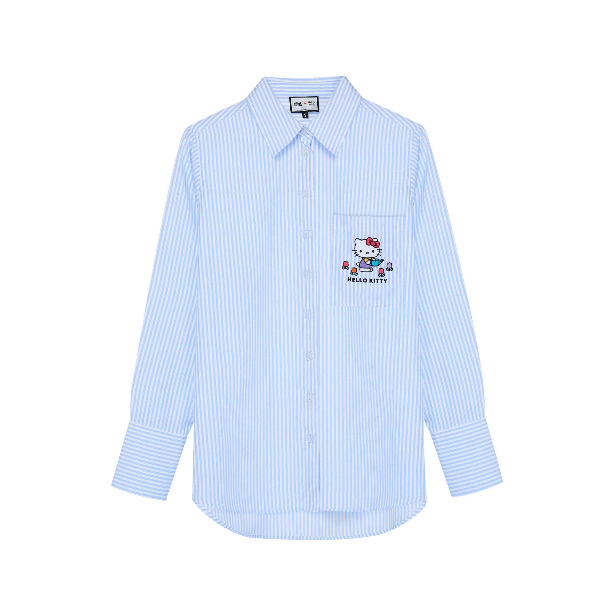 เสื้อเชิ้ตแขนยาวลายทาง Hello Kitty Blue