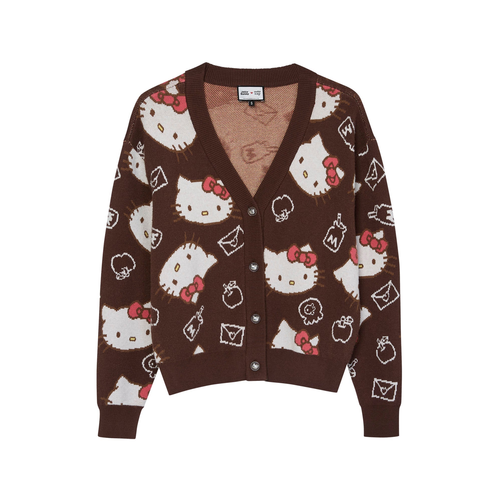 เสื้อคาร์ดิแกนผ้าถักลาย Hello Kitty Brown