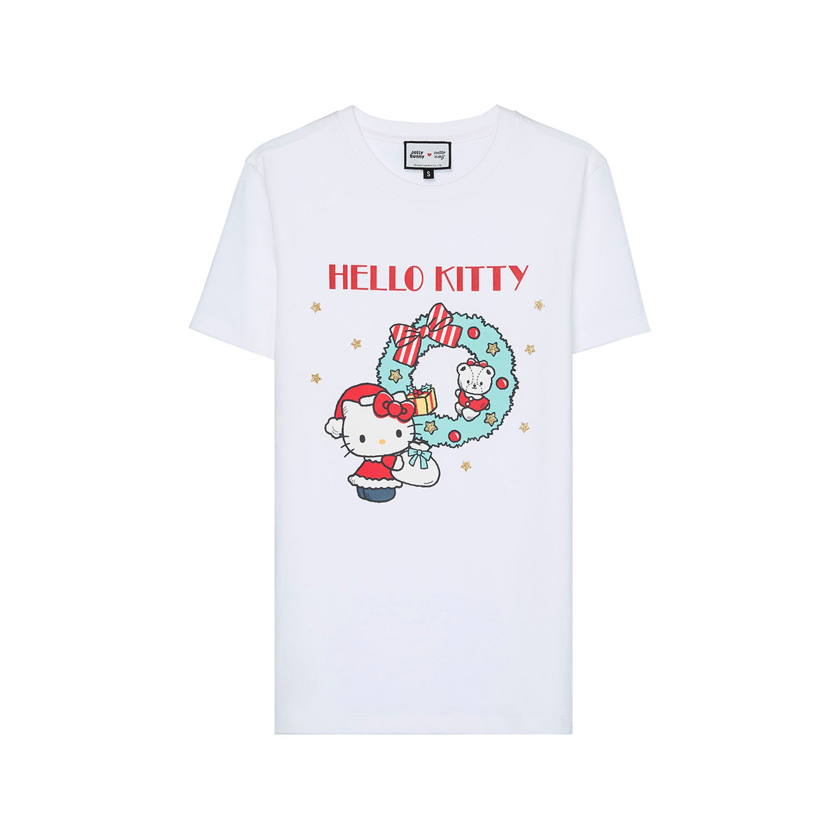 [ JB x Hello kitty ] เสื้อยืดแขนสั้นลาย Hello Kitty Christmas White