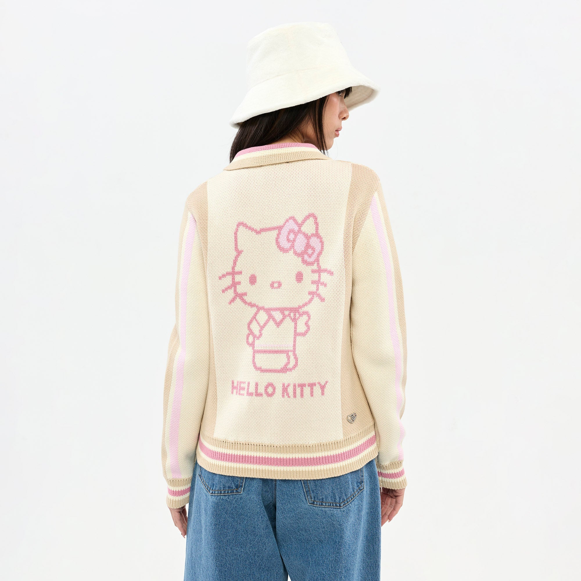 เสื้อแจ็กเก็ตผ้าถักลายทาง Hello Kitty Multi Color