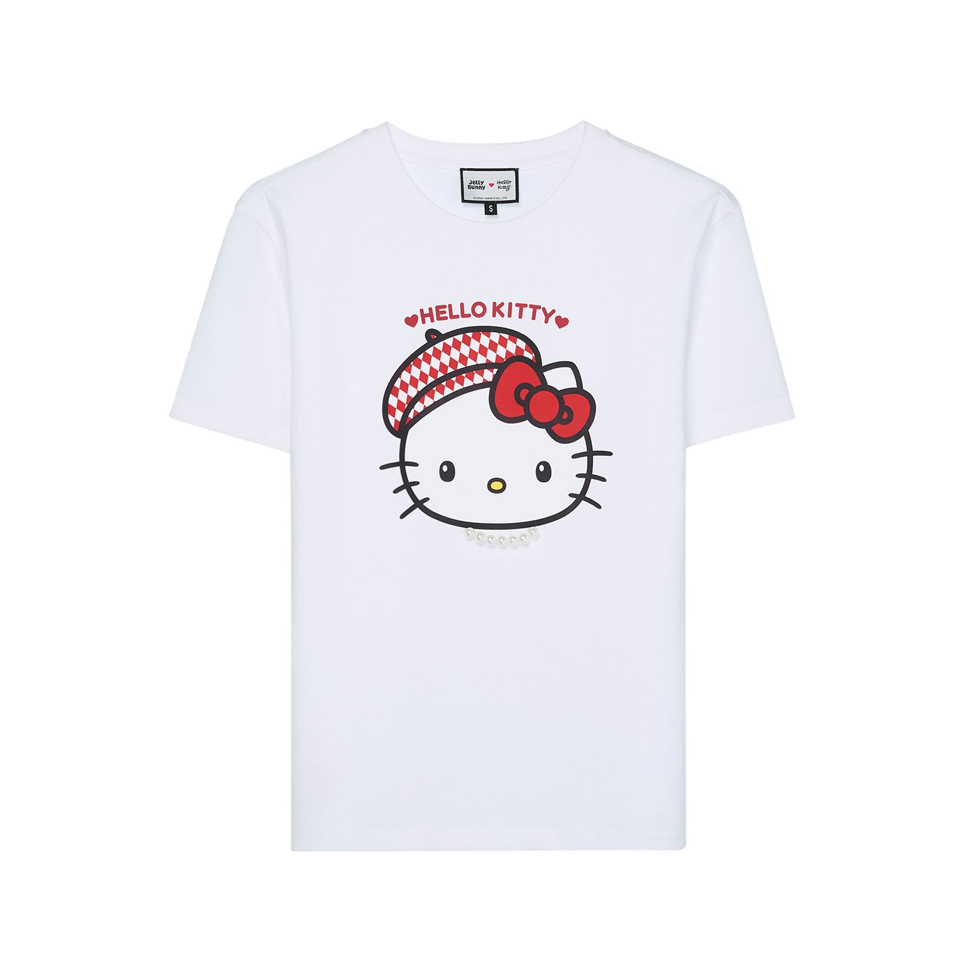 เสื้อยืดแขนสั้นลายกราฟิก Hello Kitty White