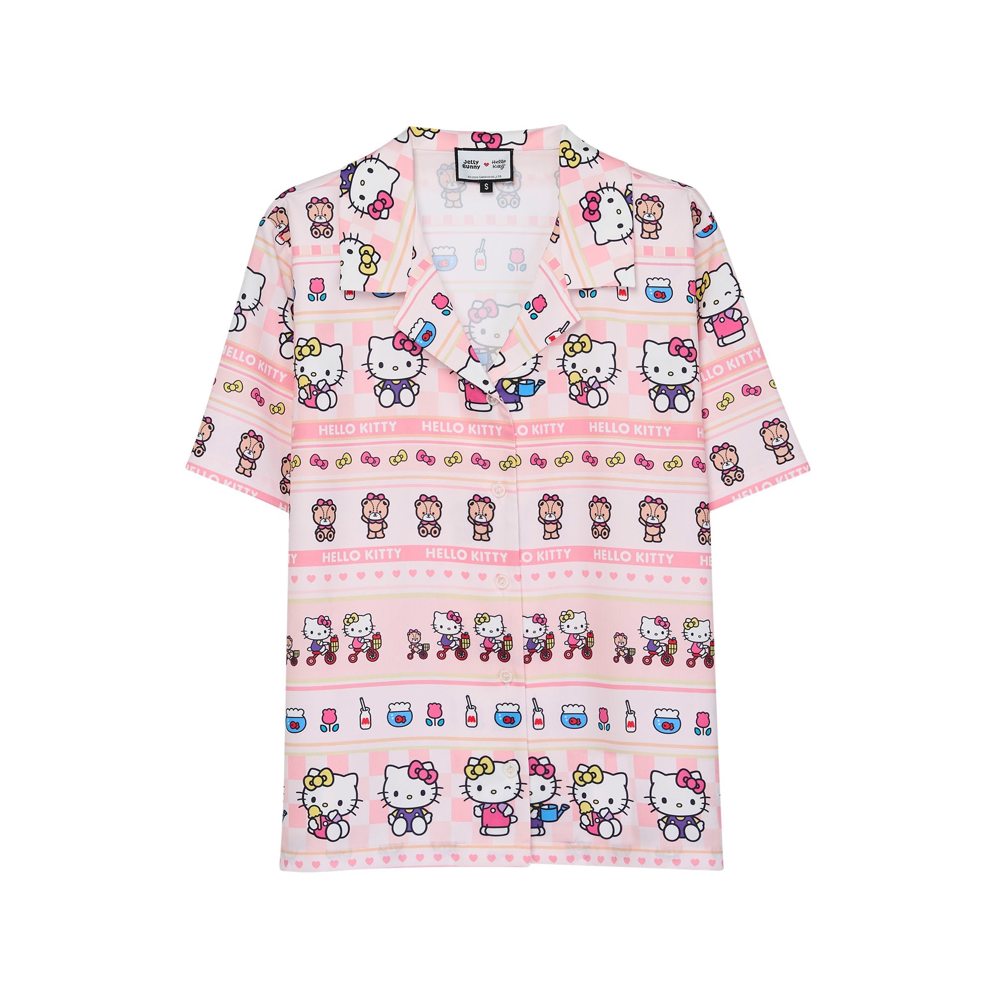 เสื้อเชิ้ตแขนสั้นปกเปิด Hello Kitty Multi Color