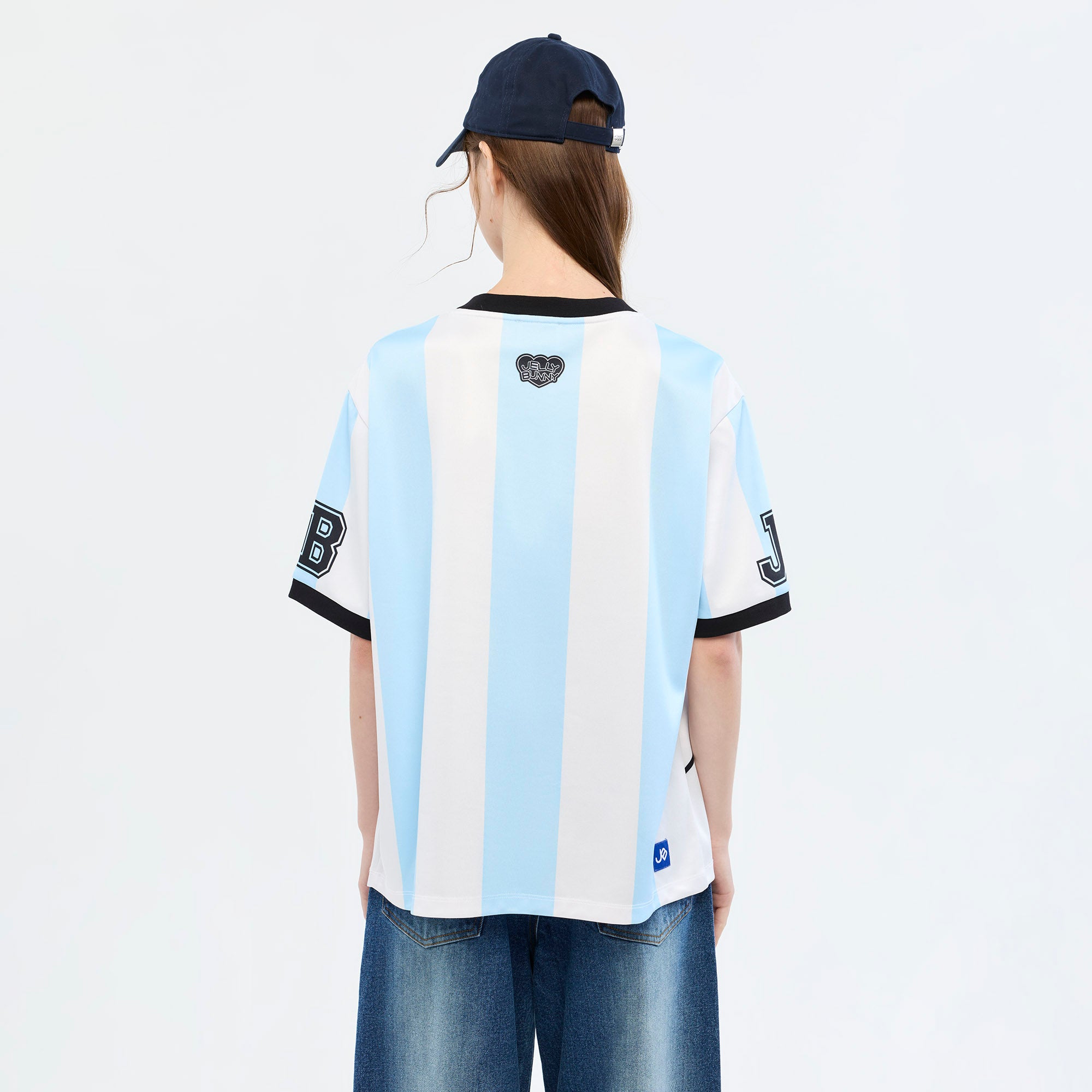 เสื้อยืดแขนสั้นลายทางสไตล์ฟุตบอล