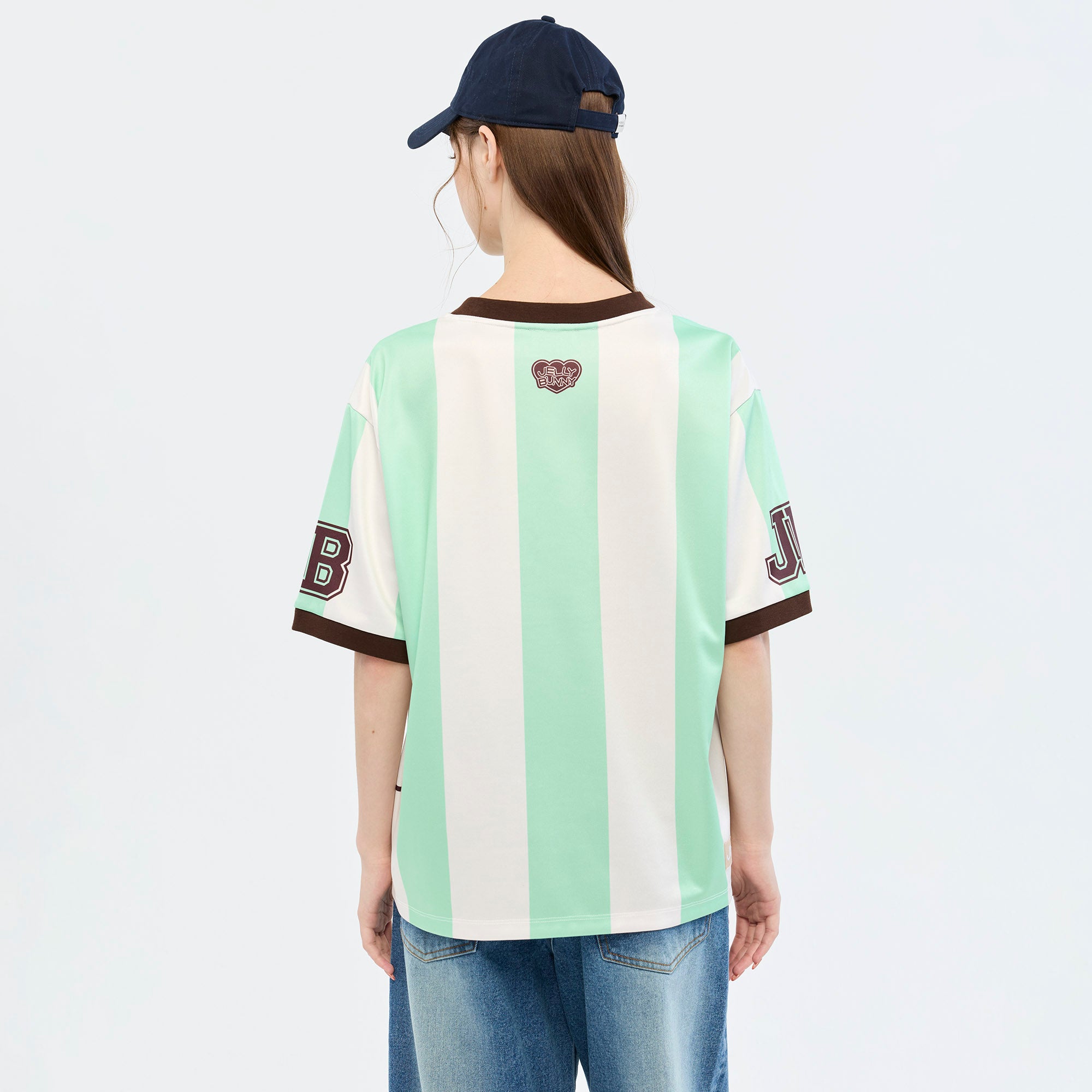 เสื้อยืดแขนสั้นลายทางสไตล์ฟุตบอล