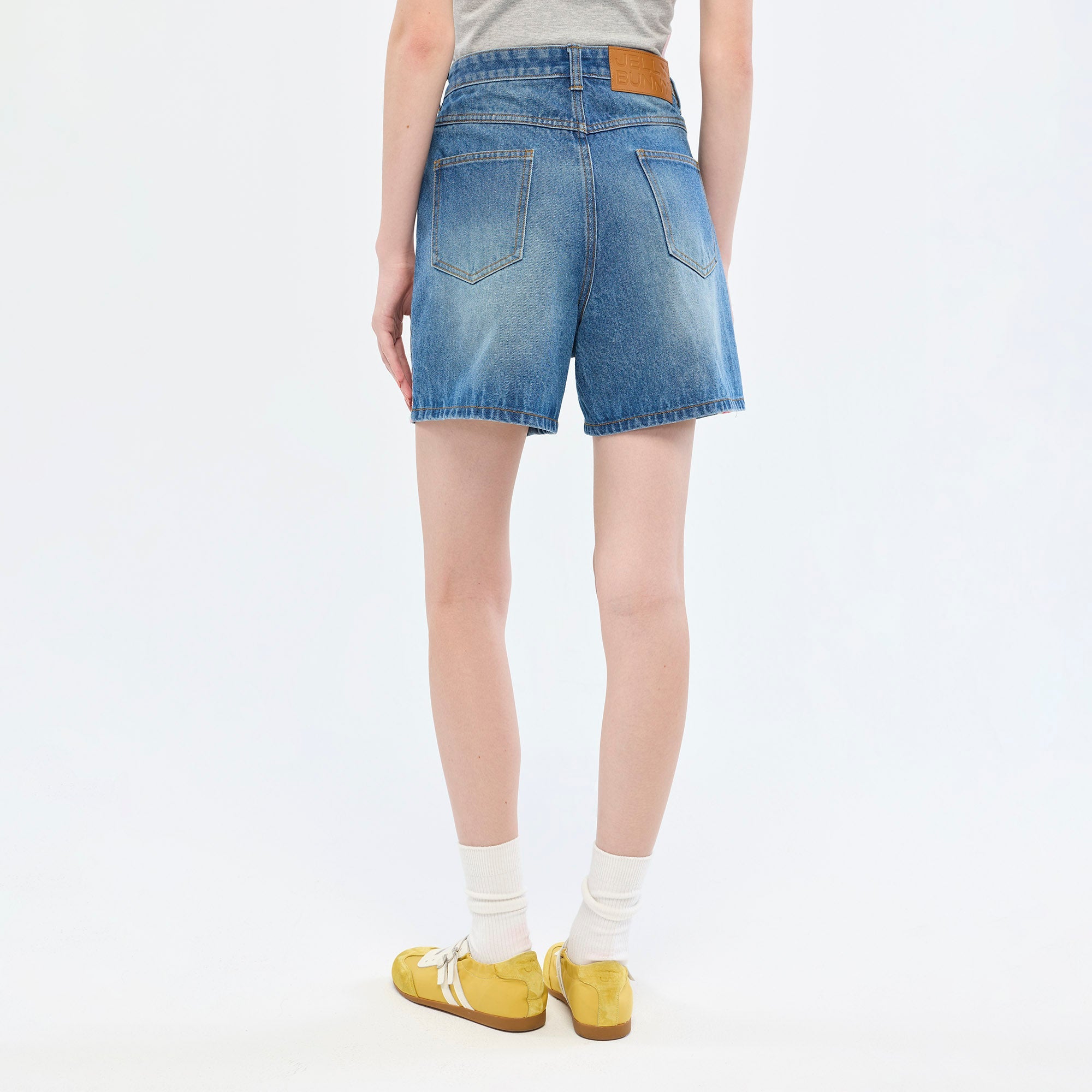 Logo Tape Denim Shorts Blue