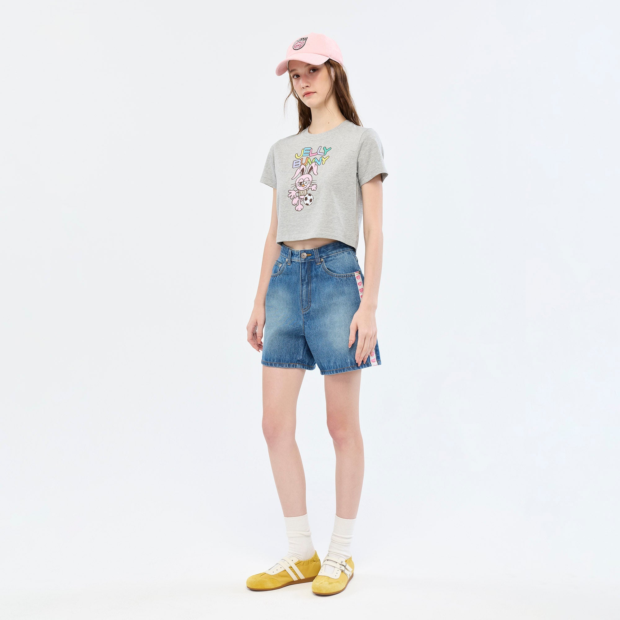 Logo Tape Denim Shorts Blue