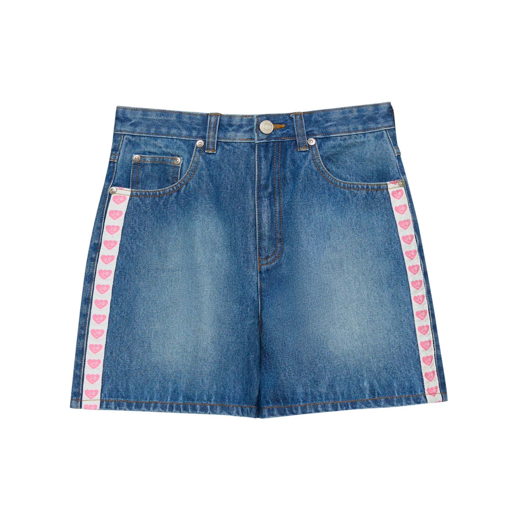 Logo Tape Denim Shorts Blue