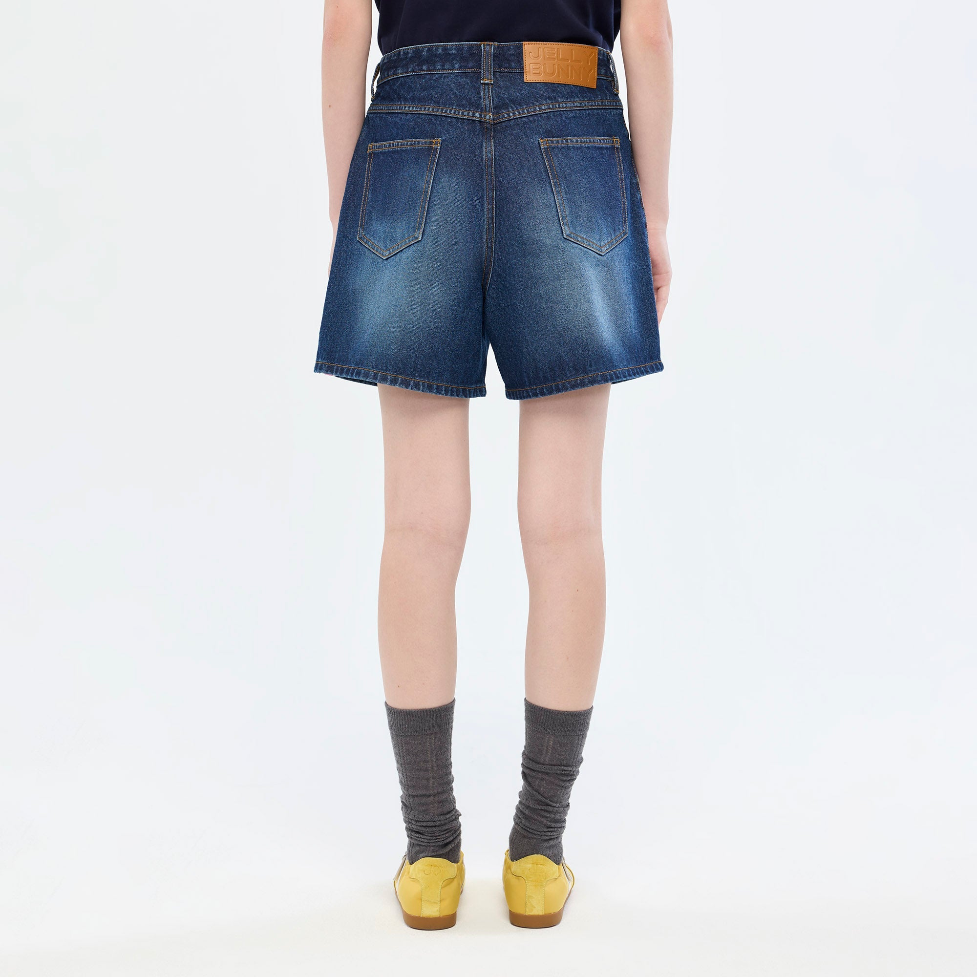 Logo Tape Denim Shorts Navy