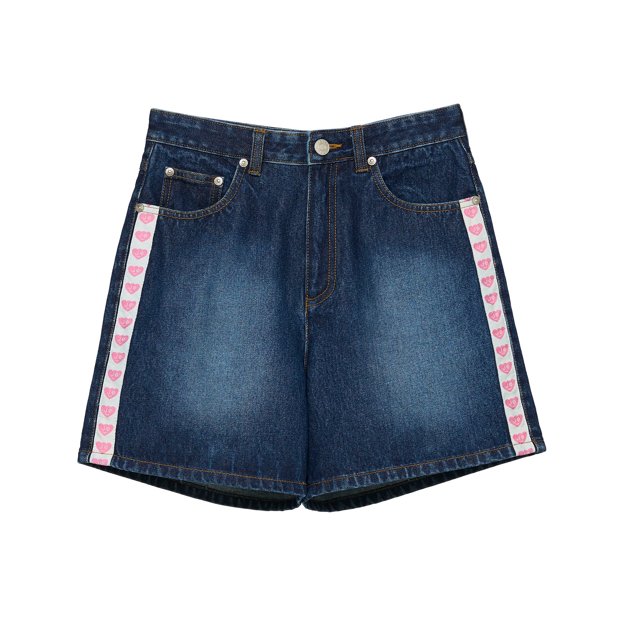 Logo Tape Denim Shorts Navy