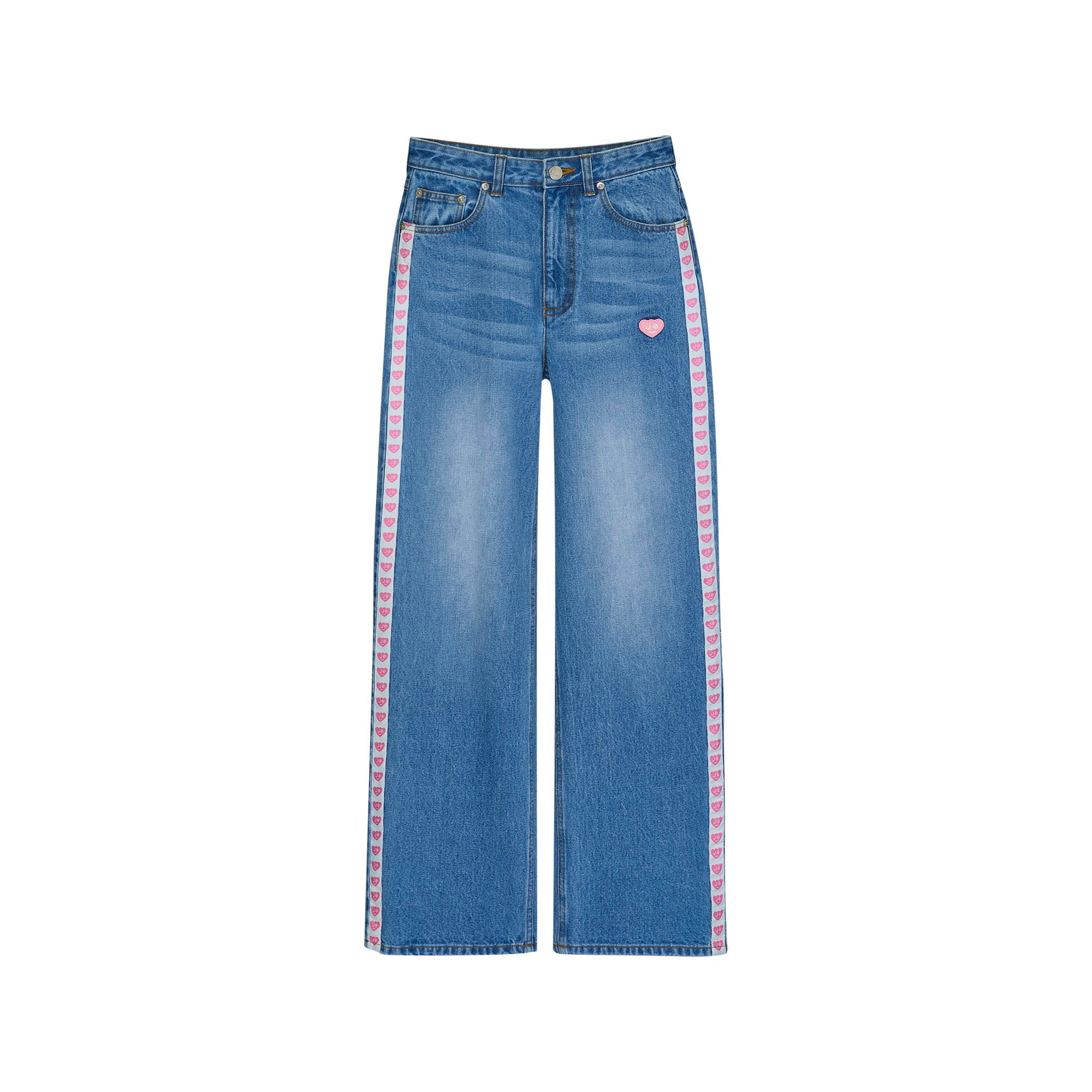 Logo Tape Wide Leg Jeans Blue