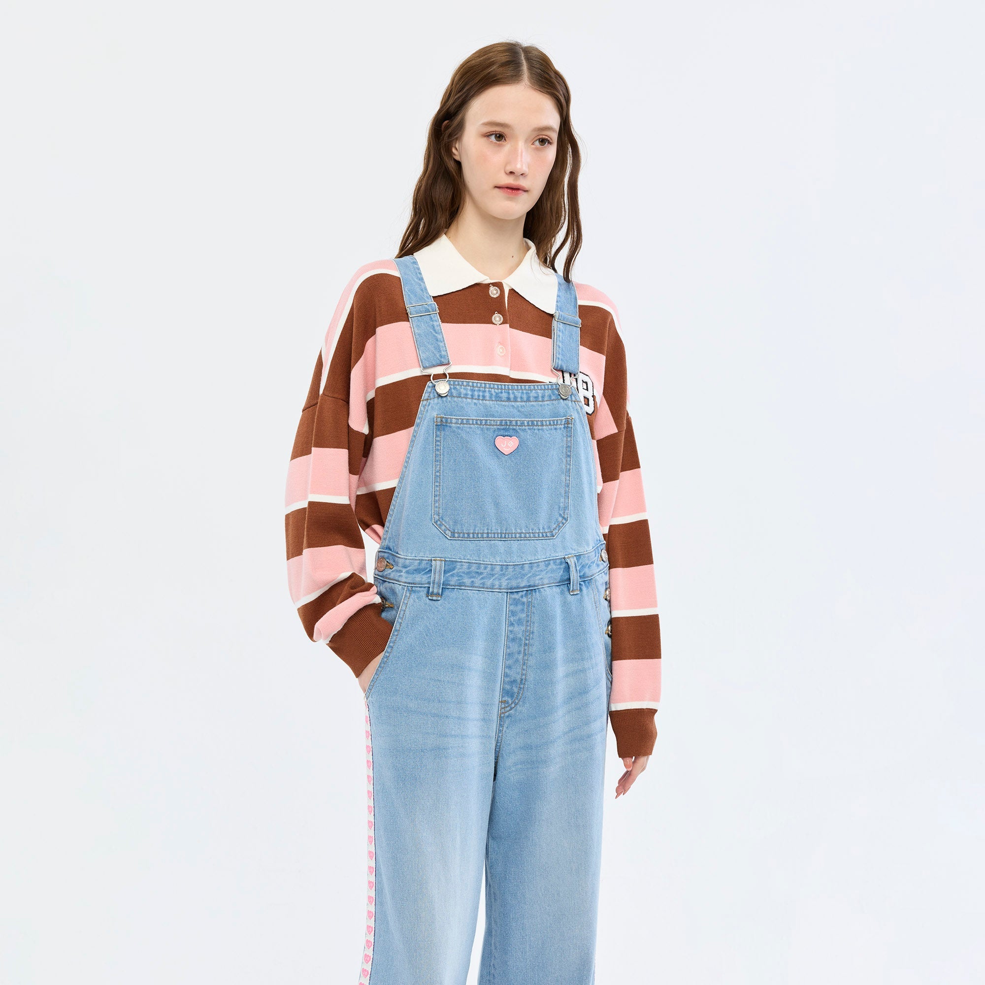 Logo Tape Denim Overalls Blue