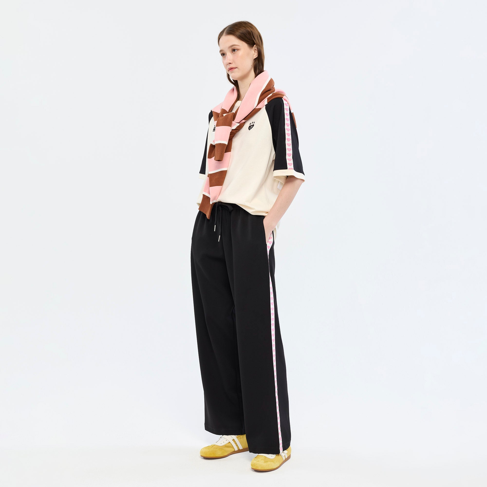 Drawstring Wide Leg Pants Black