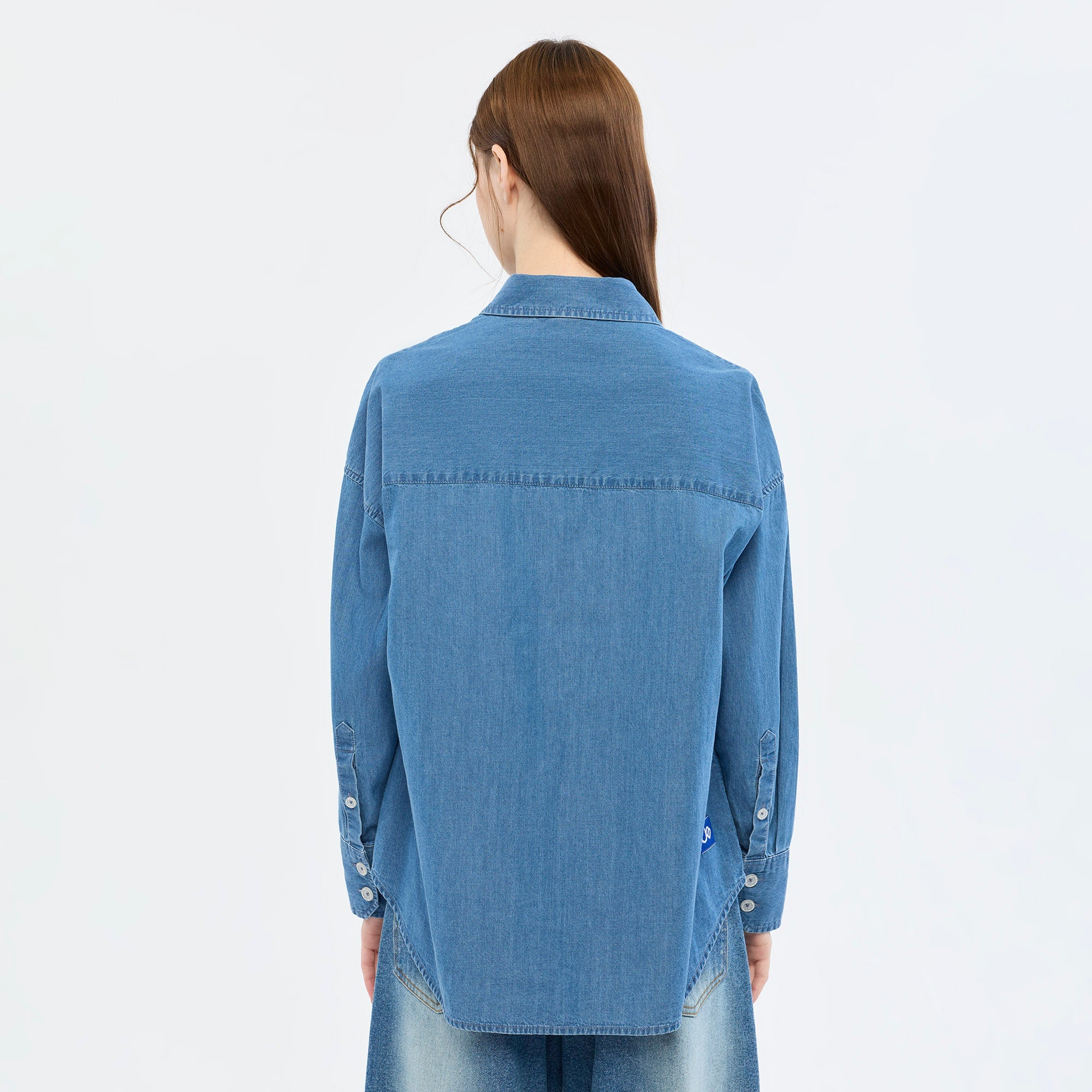 Jeremy Embroidered Denim Shirt Blue