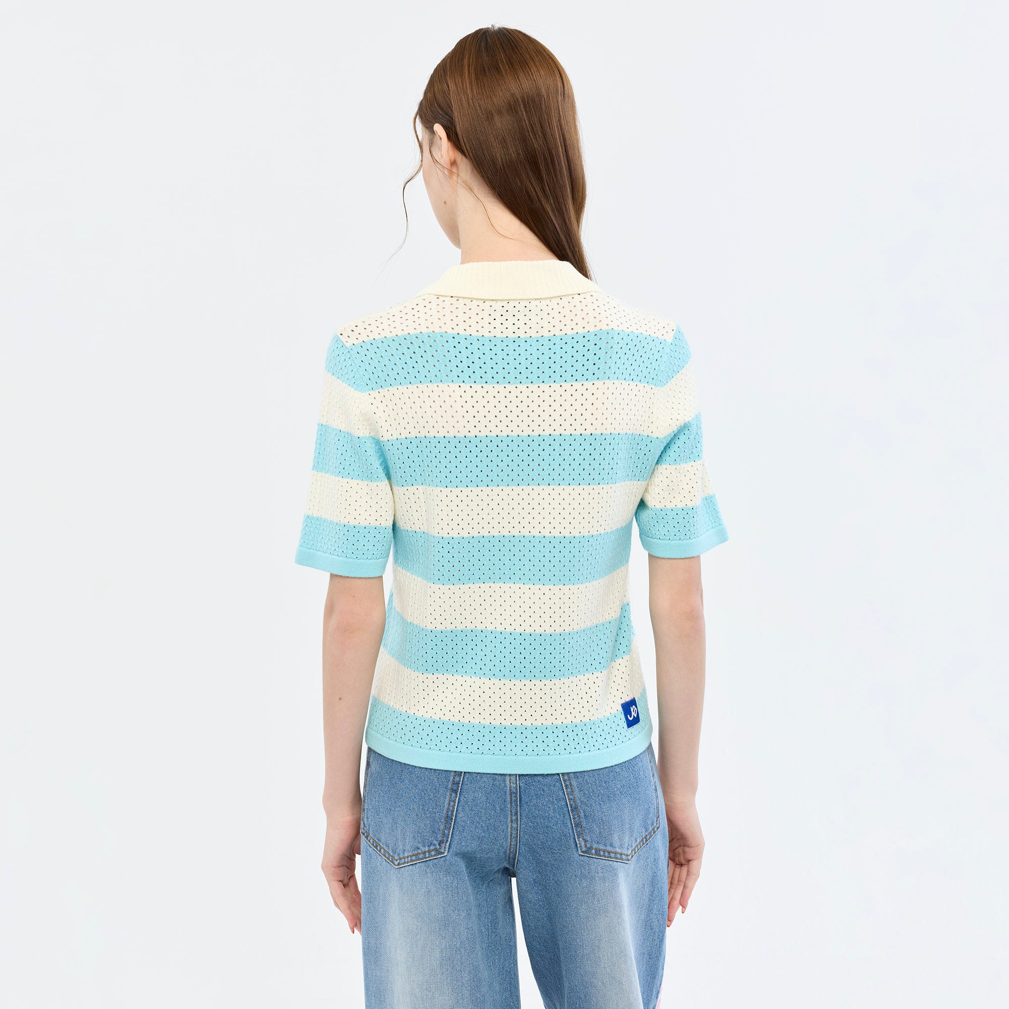 เสื้อโปโลผ้าตาข่ายลายทาง
