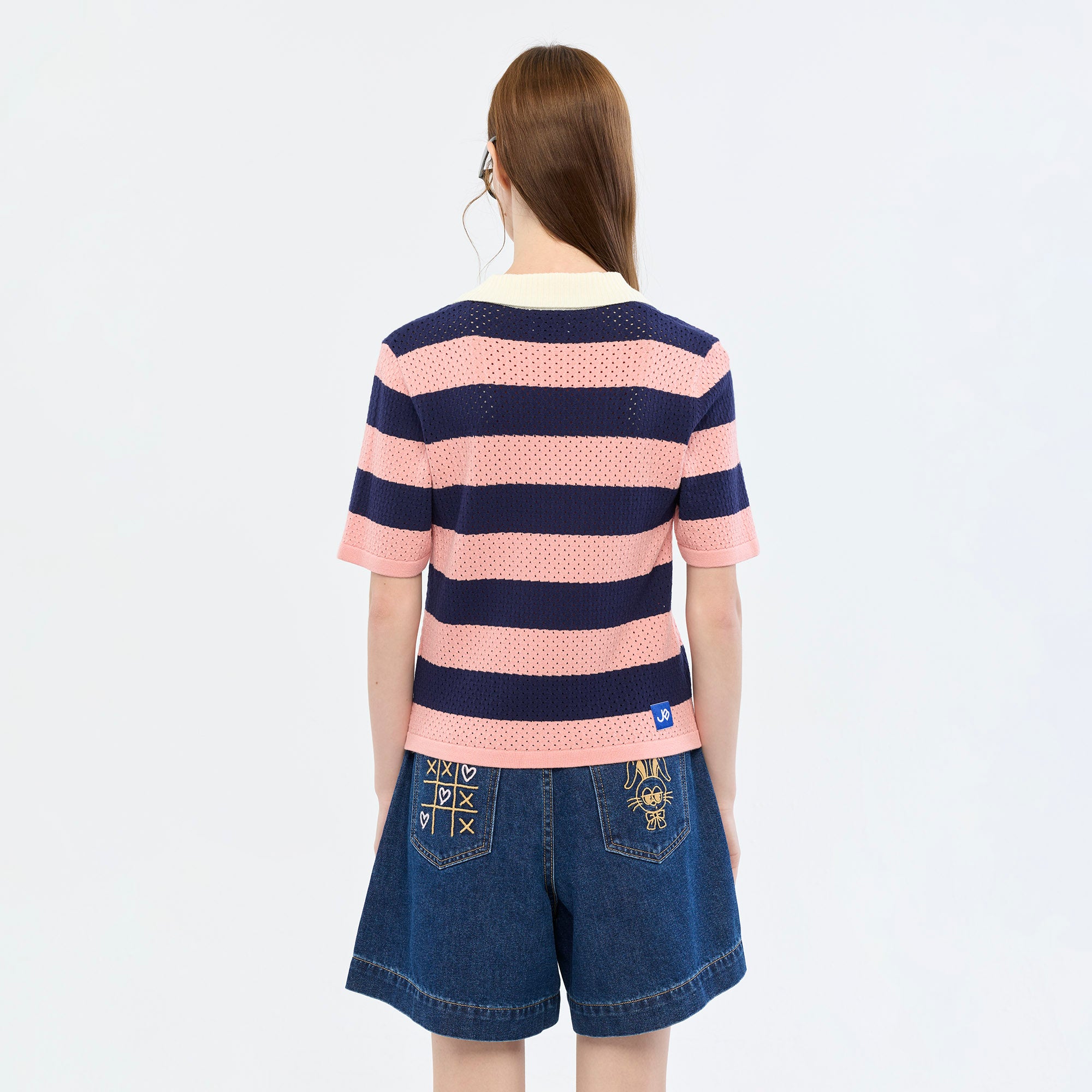 เสื้อโปโลผ้าตาข่ายลายทาง