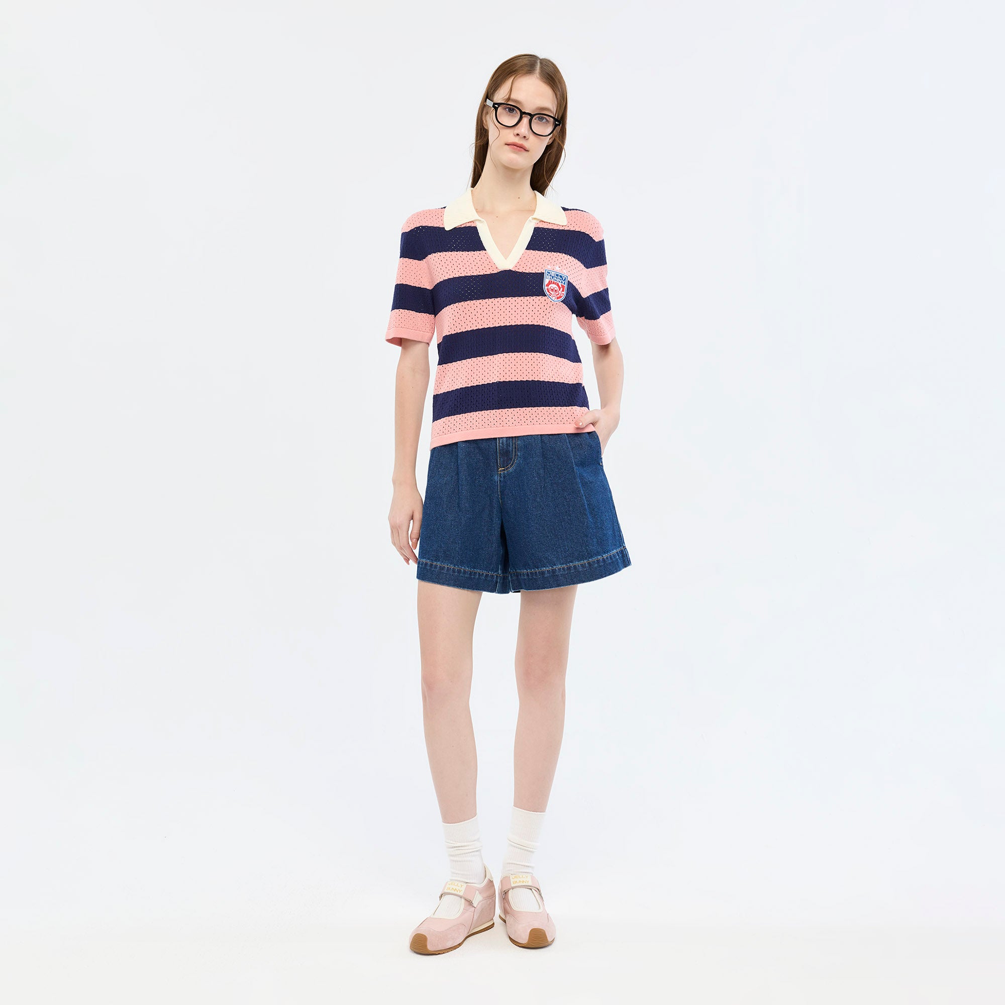 เสื้อโปโลผ้าตาข่ายลายทาง