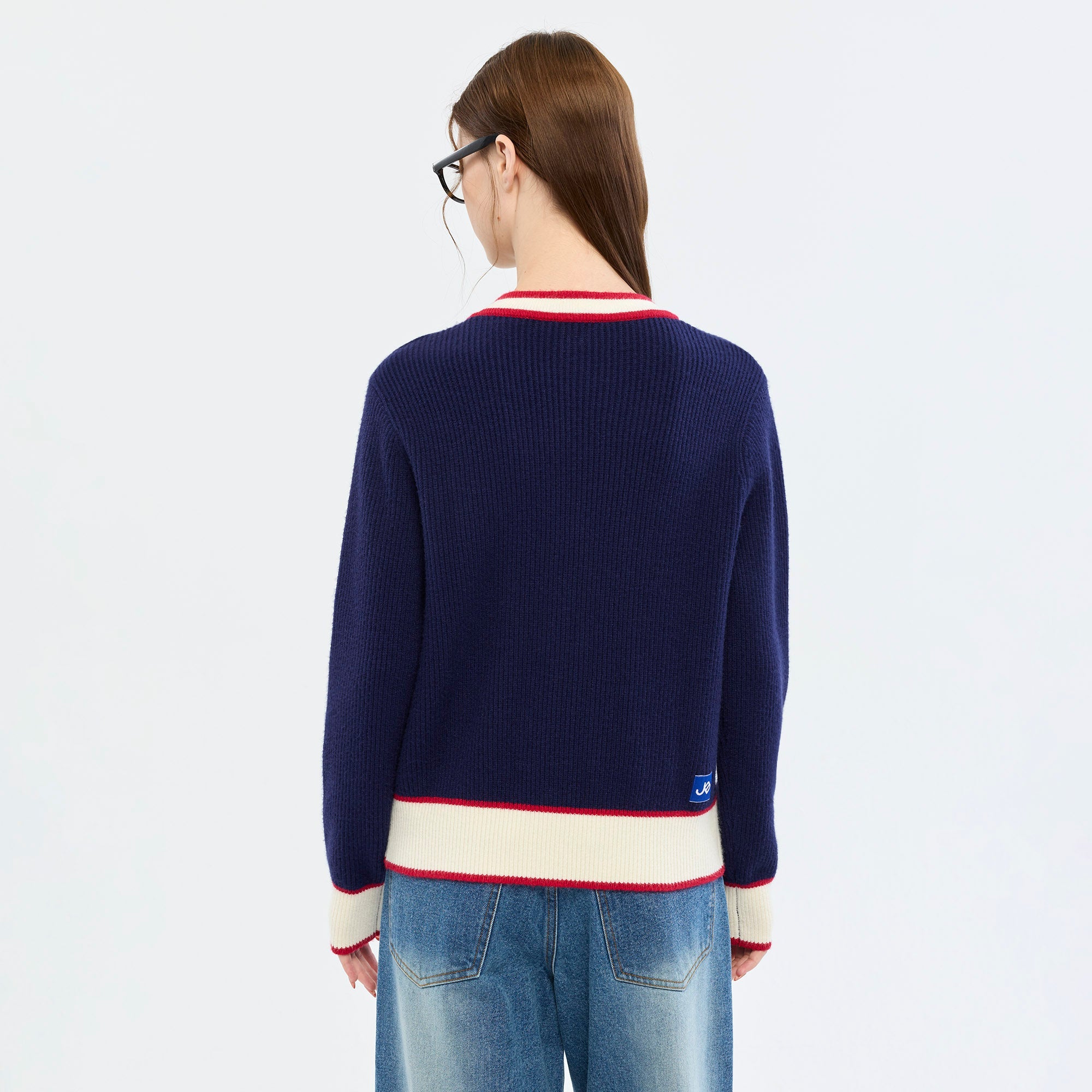 Jeremy Contrast Trim Cardigan
 Navy