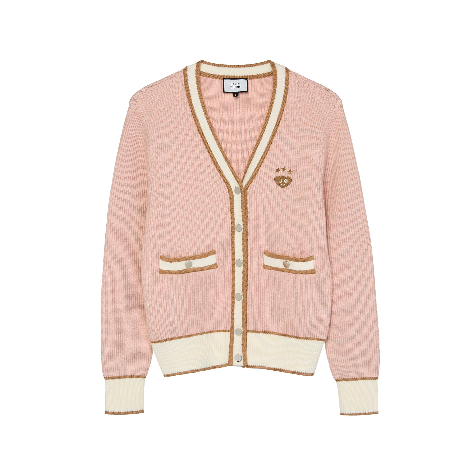 Jeremy Contrast Trim Cardigan
 Pink