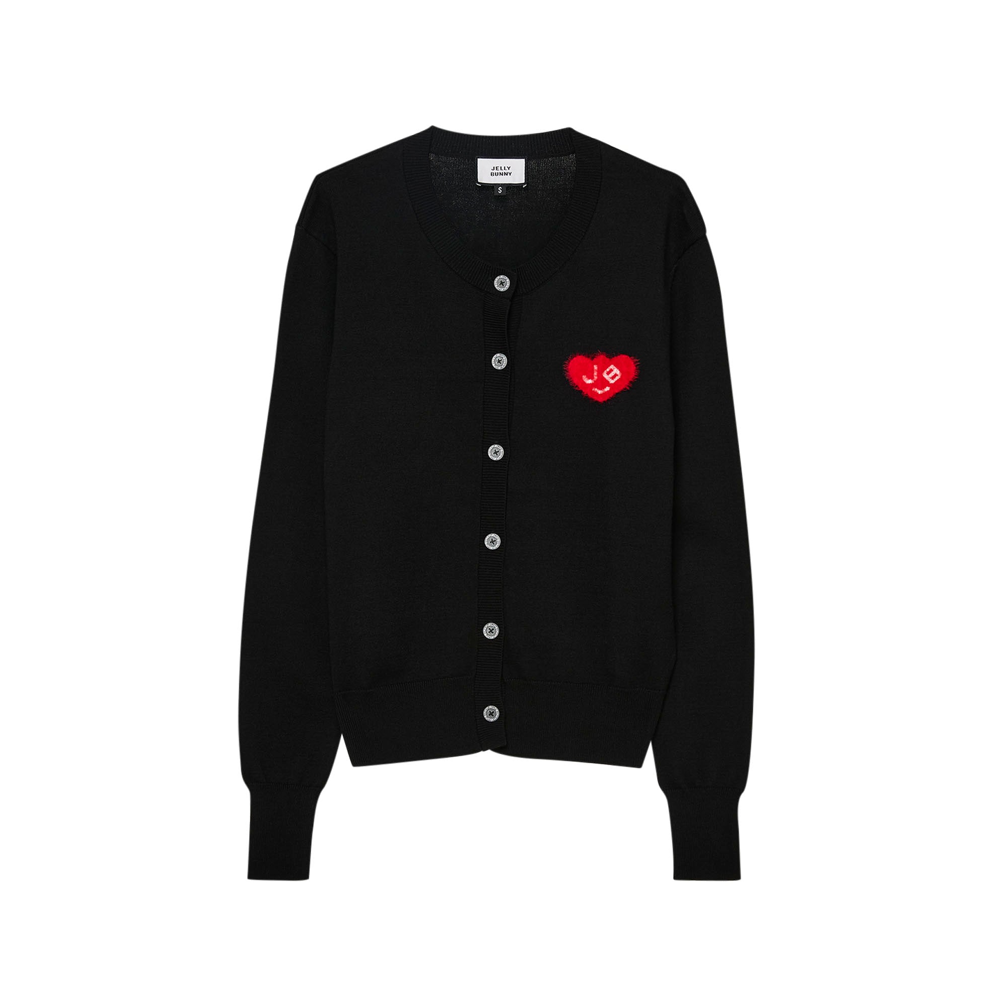 เสื้อคาร์ดิแกนแต่งแพตช์รูปหัวใจ 