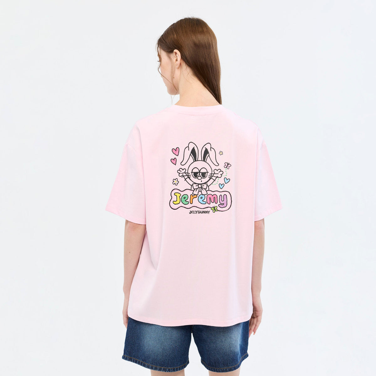 เสื้อยืดลาย Jeremy Bunny Doodle Graphic Pink