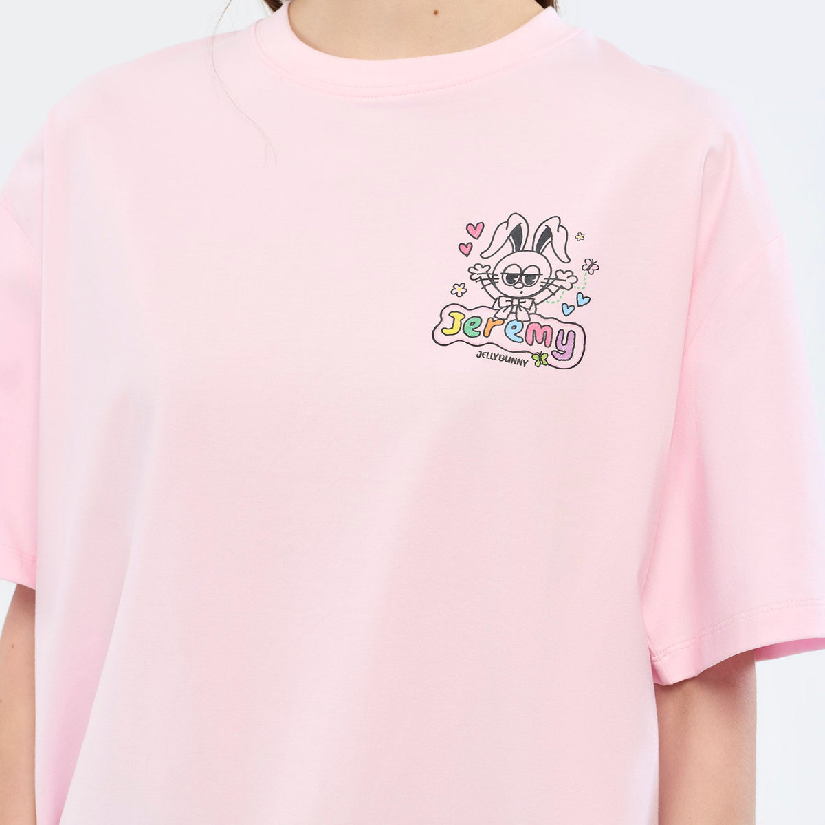 เสื้อยืดลาย Jeremy Bunny Doodle Graphic Pink