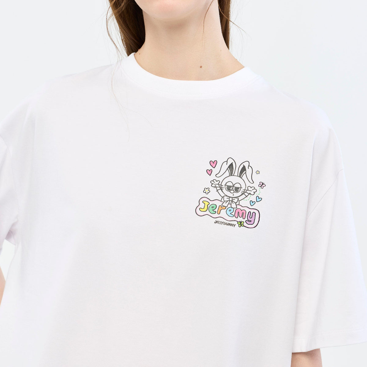 เสื้อยืดลาย Jeremy Bunny Doodle Graphic White