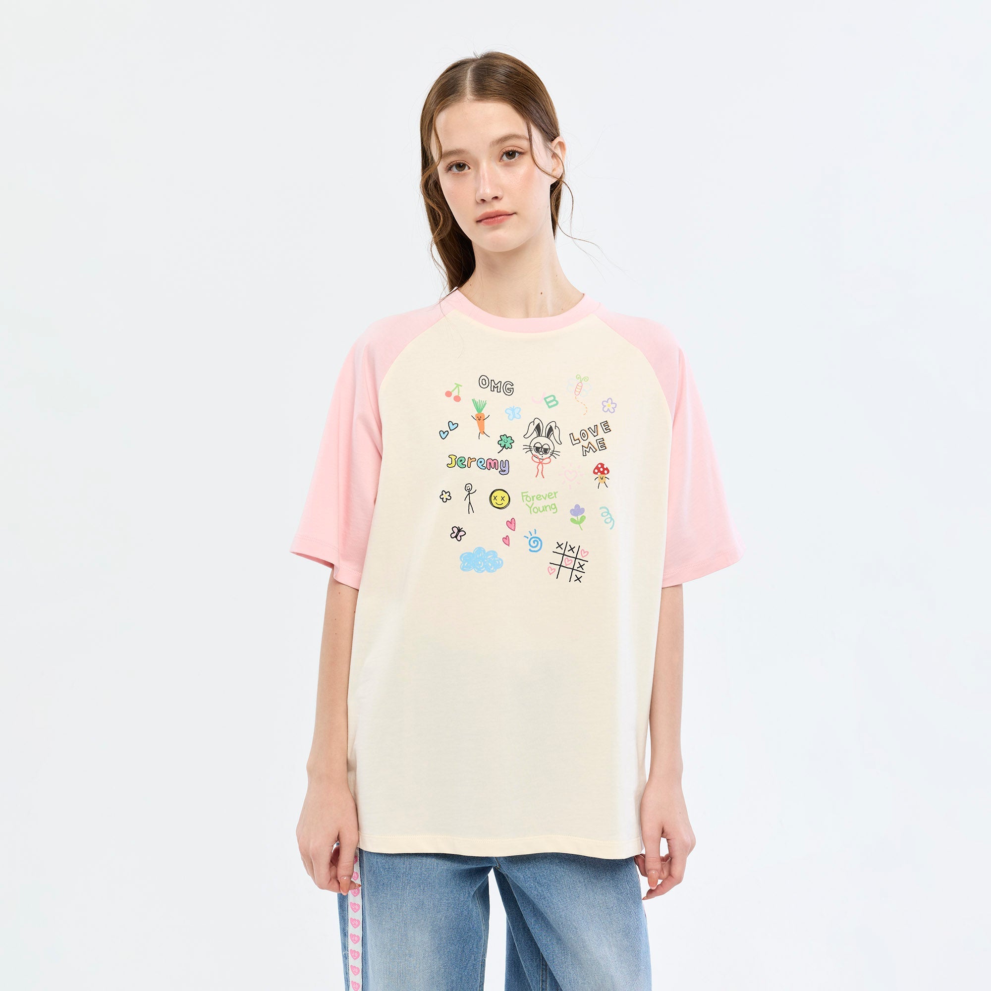 เสื้อยืดแขนแร็กแลน Jeremy Pink