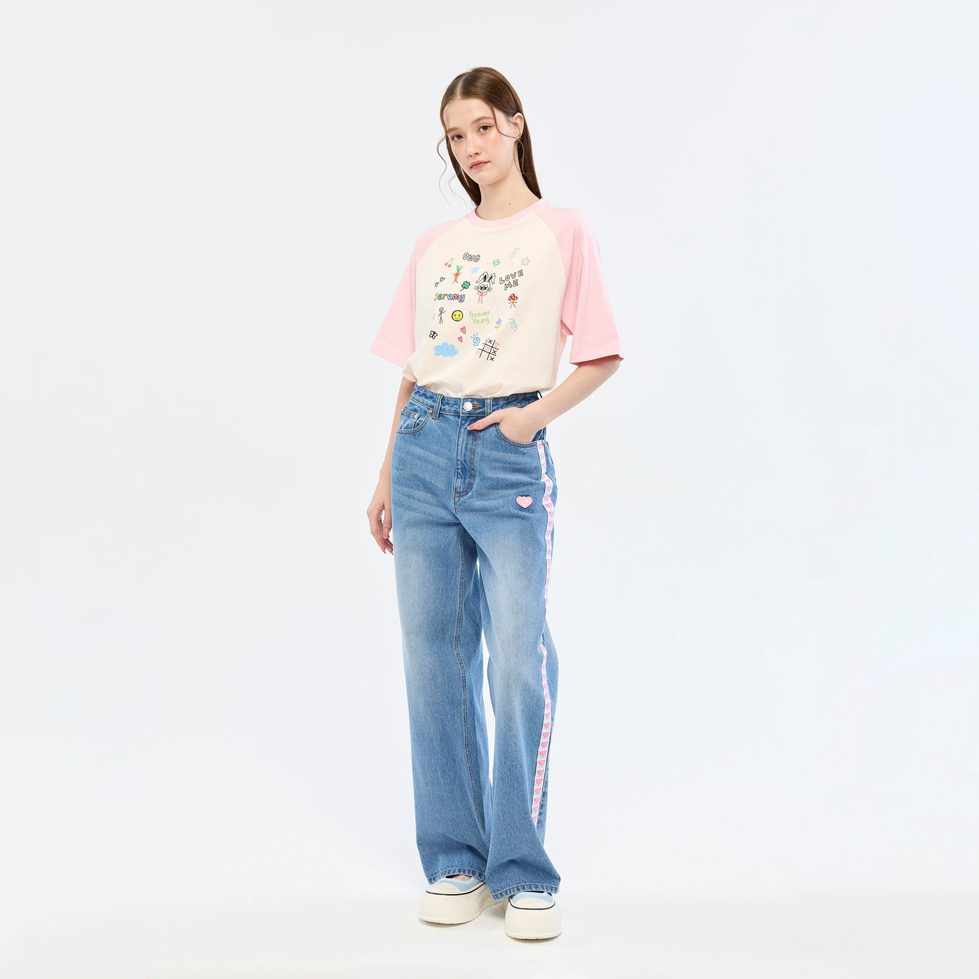เสื้อยืดแขนแร็กแลน Jeremy Pink