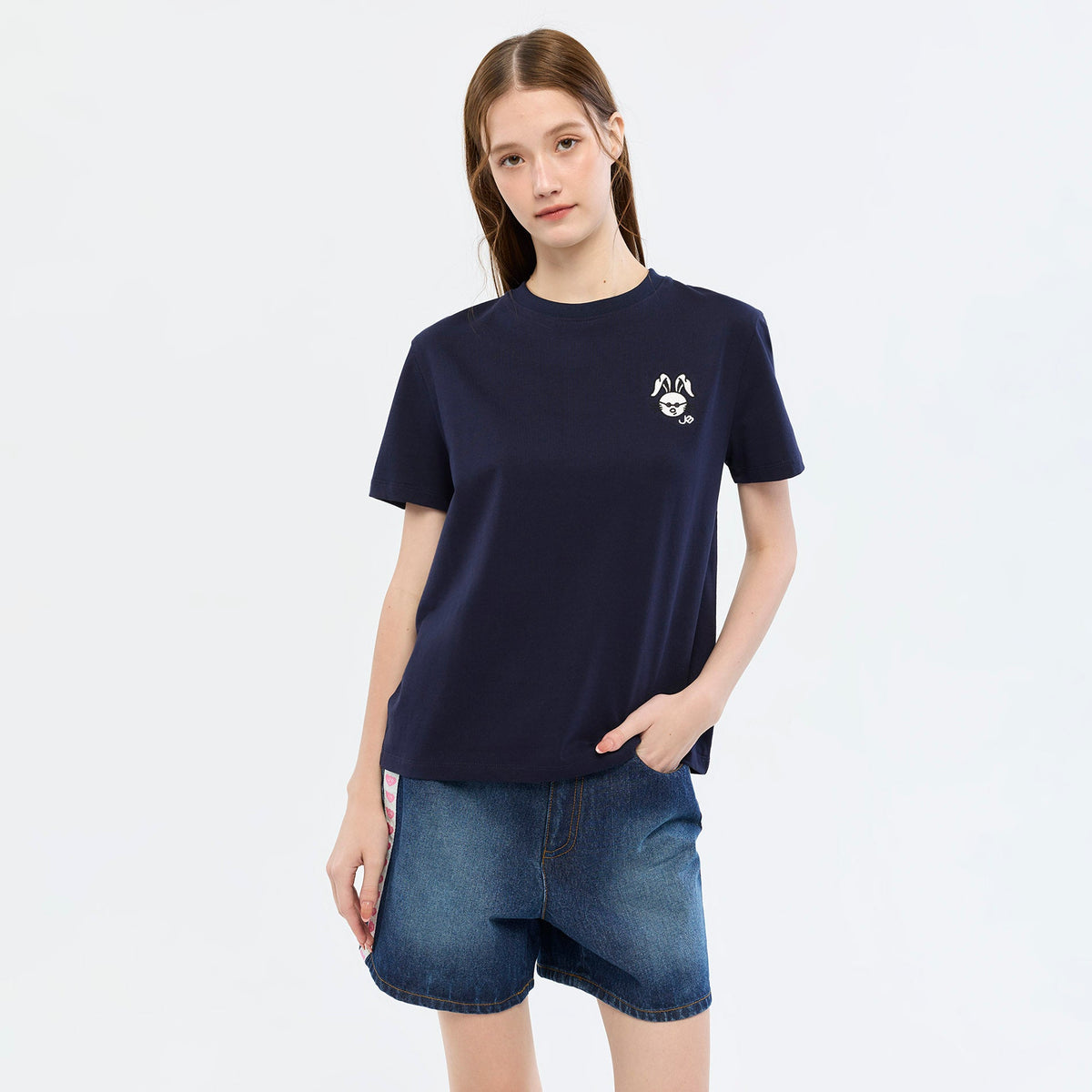 Bunny Face Graphic T-Shirt Navy