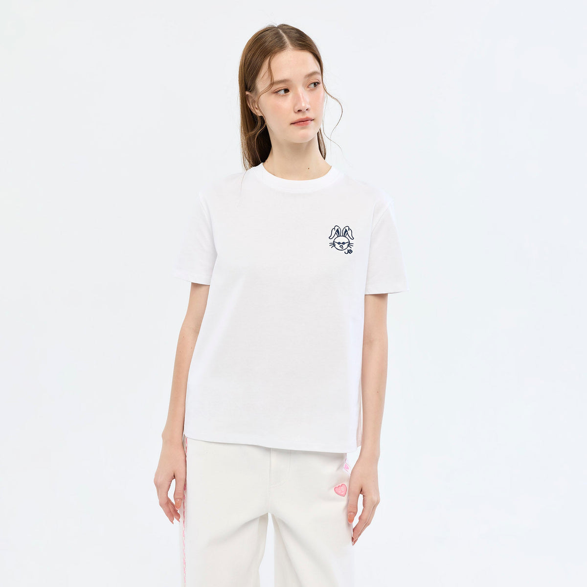 เสื้อยืดแขนสั้นลาย Bunny Face White
