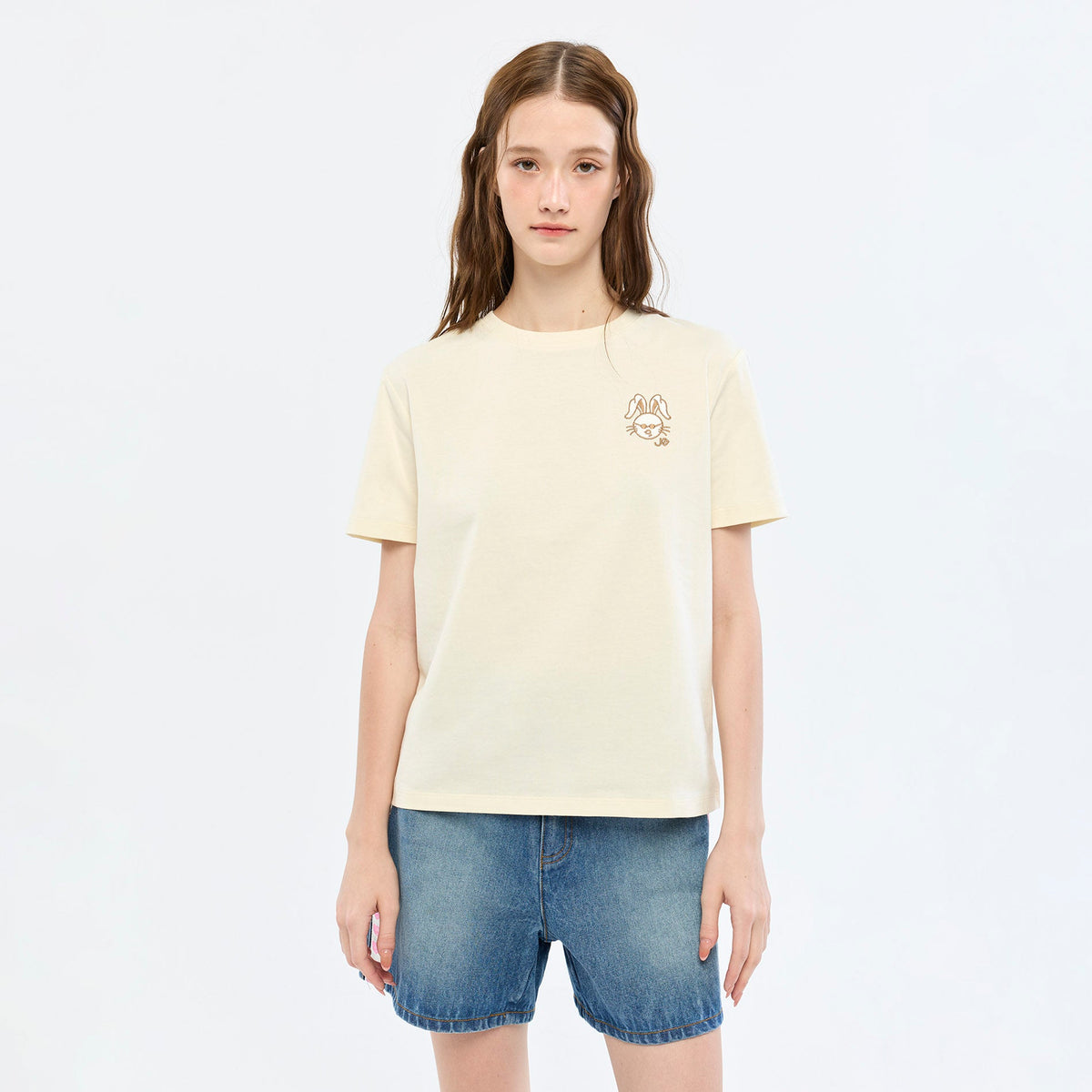Bunny Face Graphic T-Shirt Cream