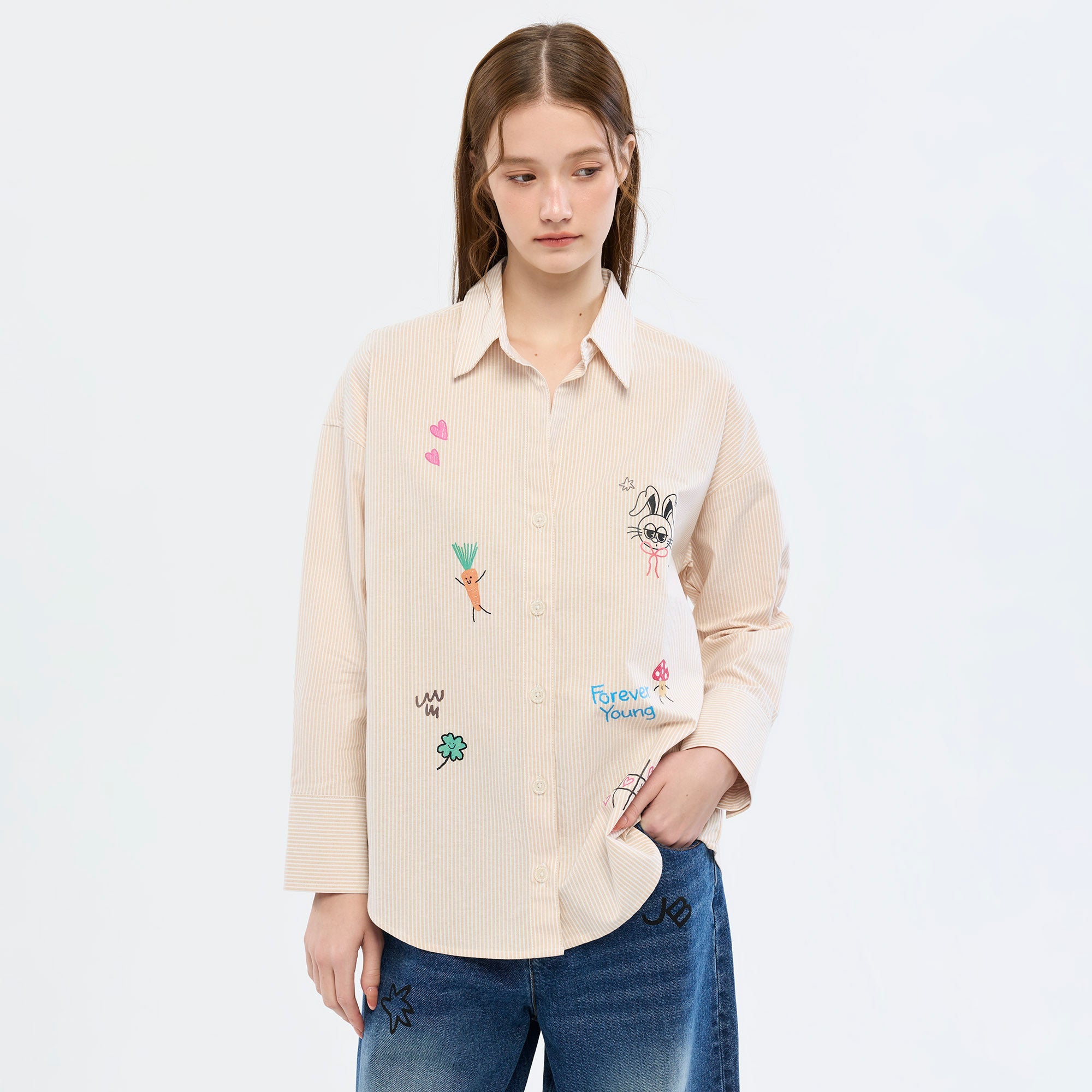 เสื้อเชิ้ตลายทาง Jeremy Beige