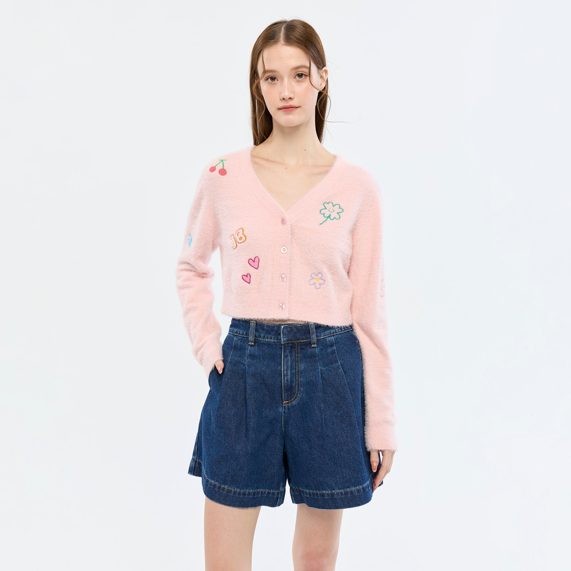 เสื้อคาร์ดิแกนลายกราฟิก Pink