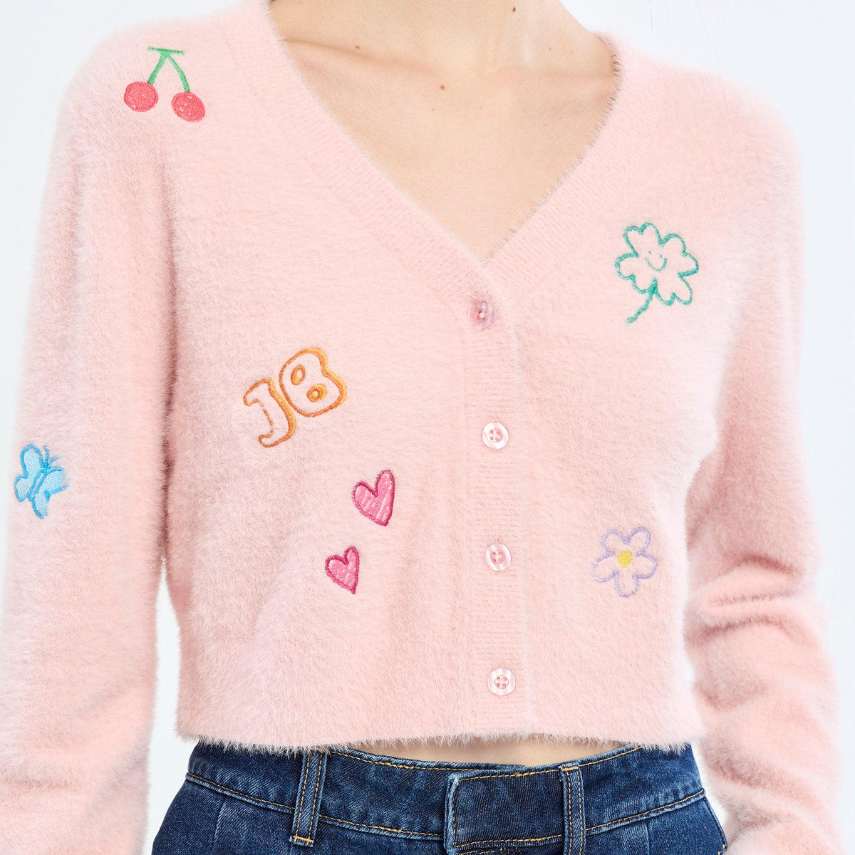 เสื้อคาร์ดิแกนลายกราฟิก Pink